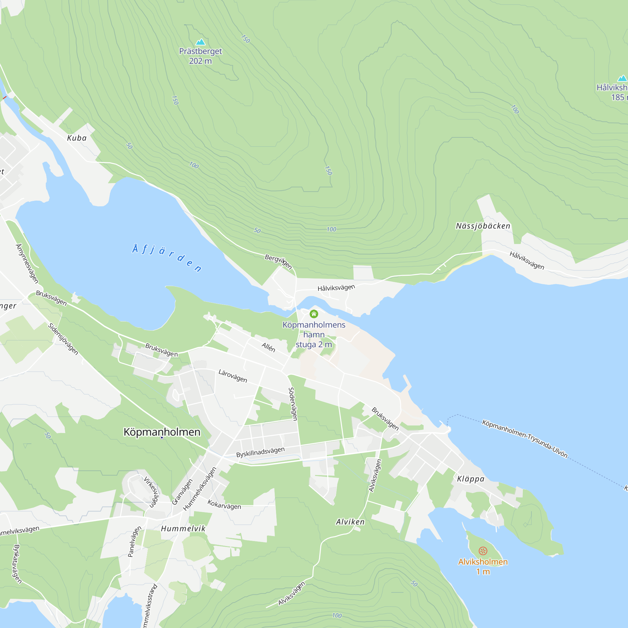 Köpmanholmens hamn stuga map