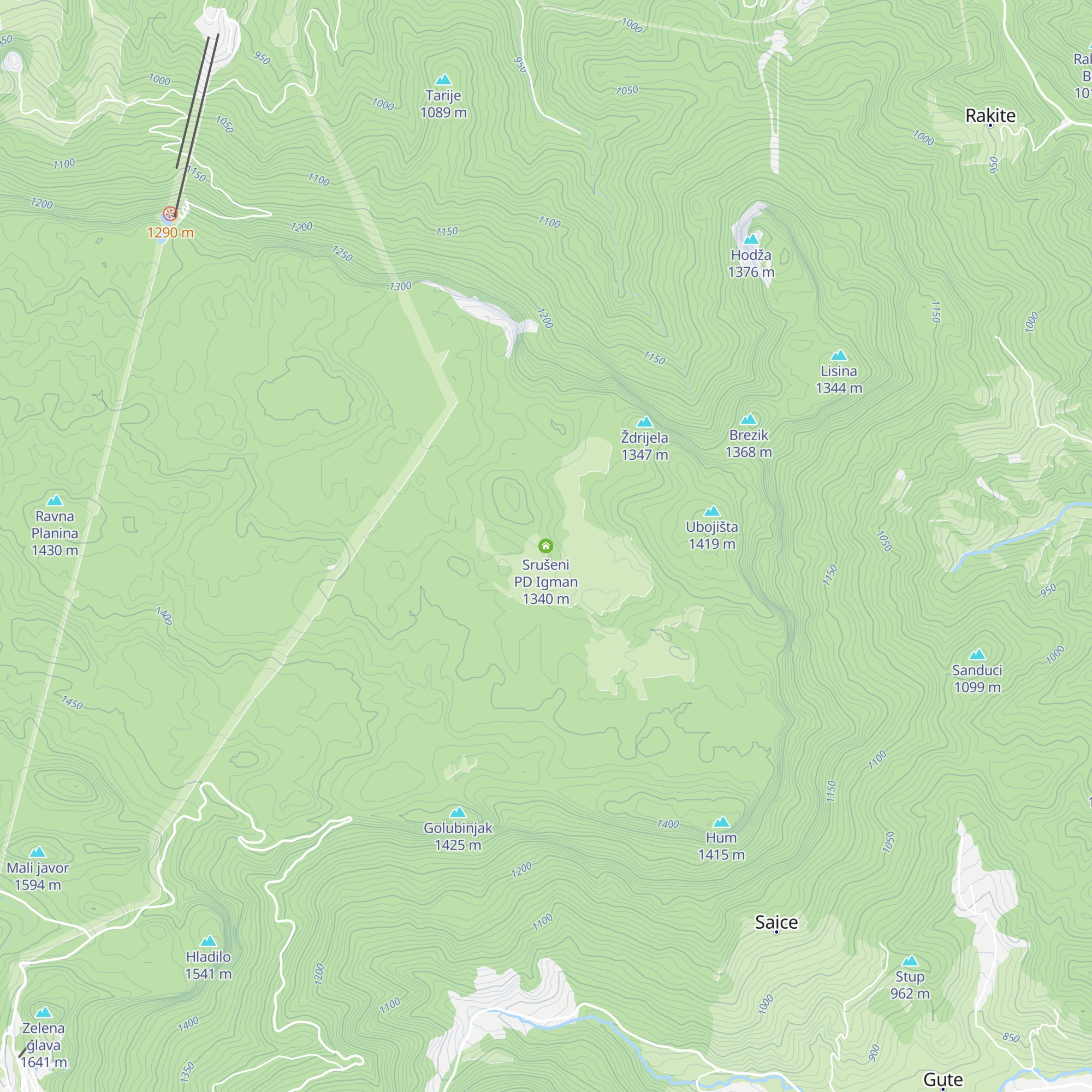 Srušeni PD Igman map