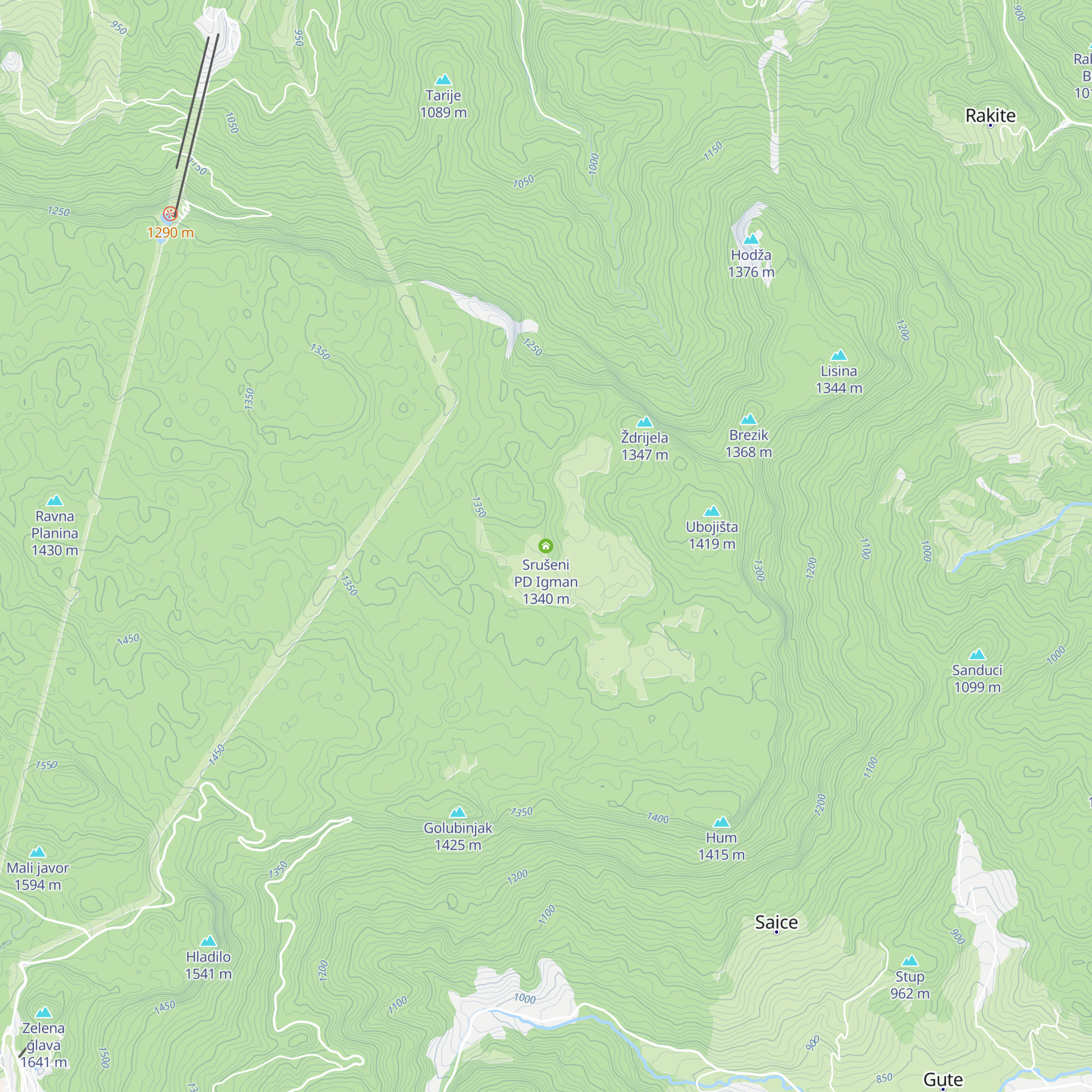 Srušeni PD Igman map