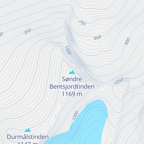 Map of Søndre Bentsjordtinden