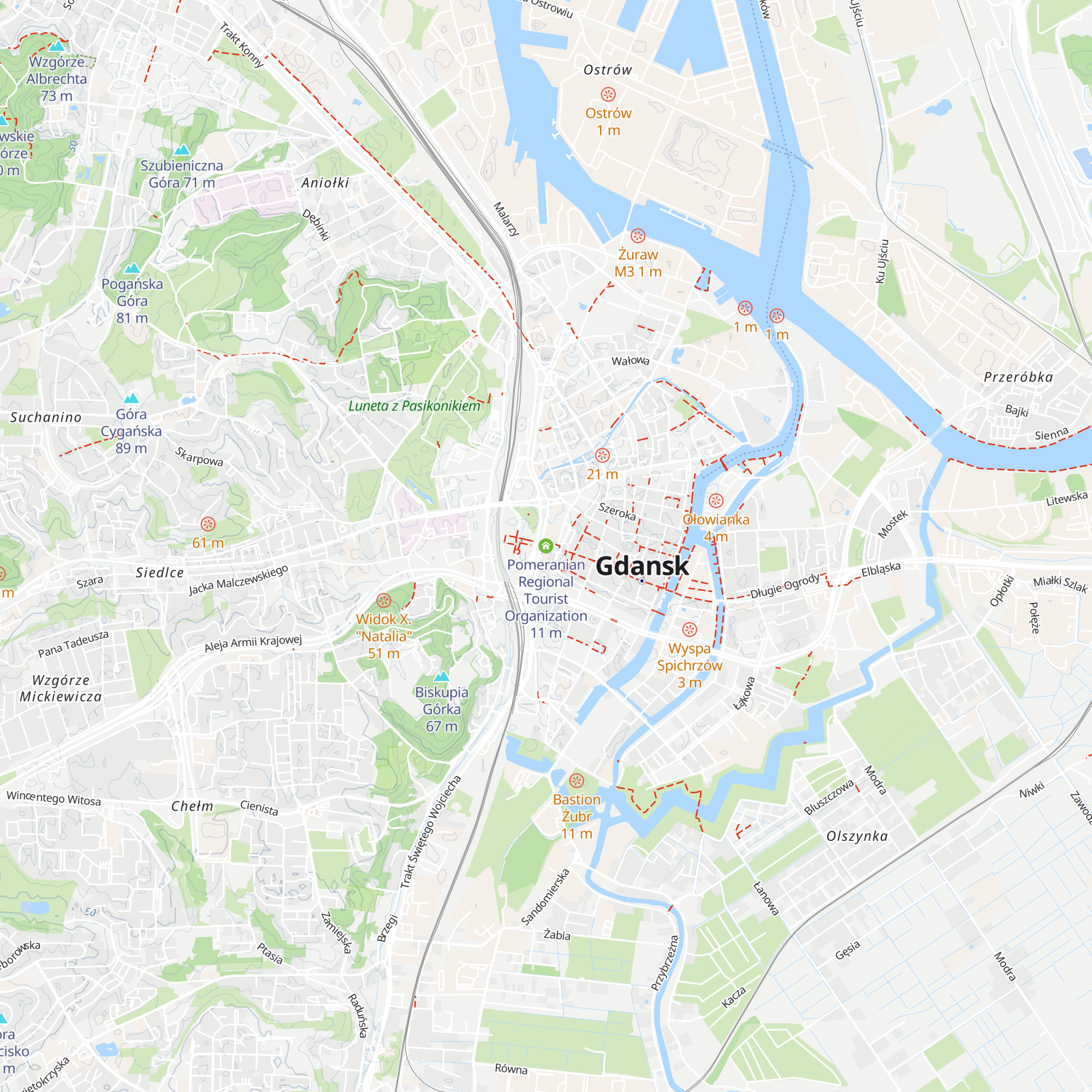 Pomeranian Regional Tourist Organization map