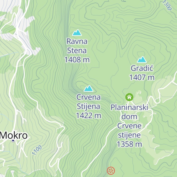 Map of Crvena Stijena