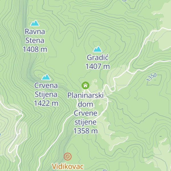 Map of Planinarski dom Crvene stijene