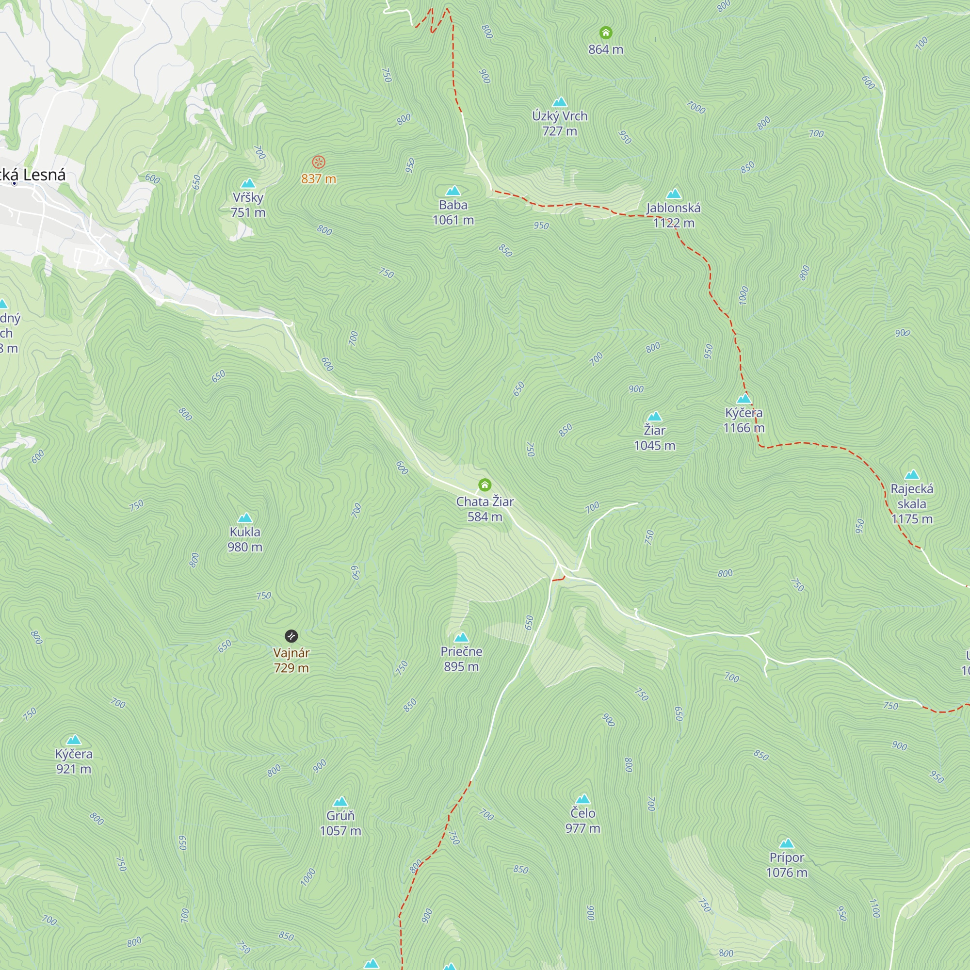 Chata Žiar map