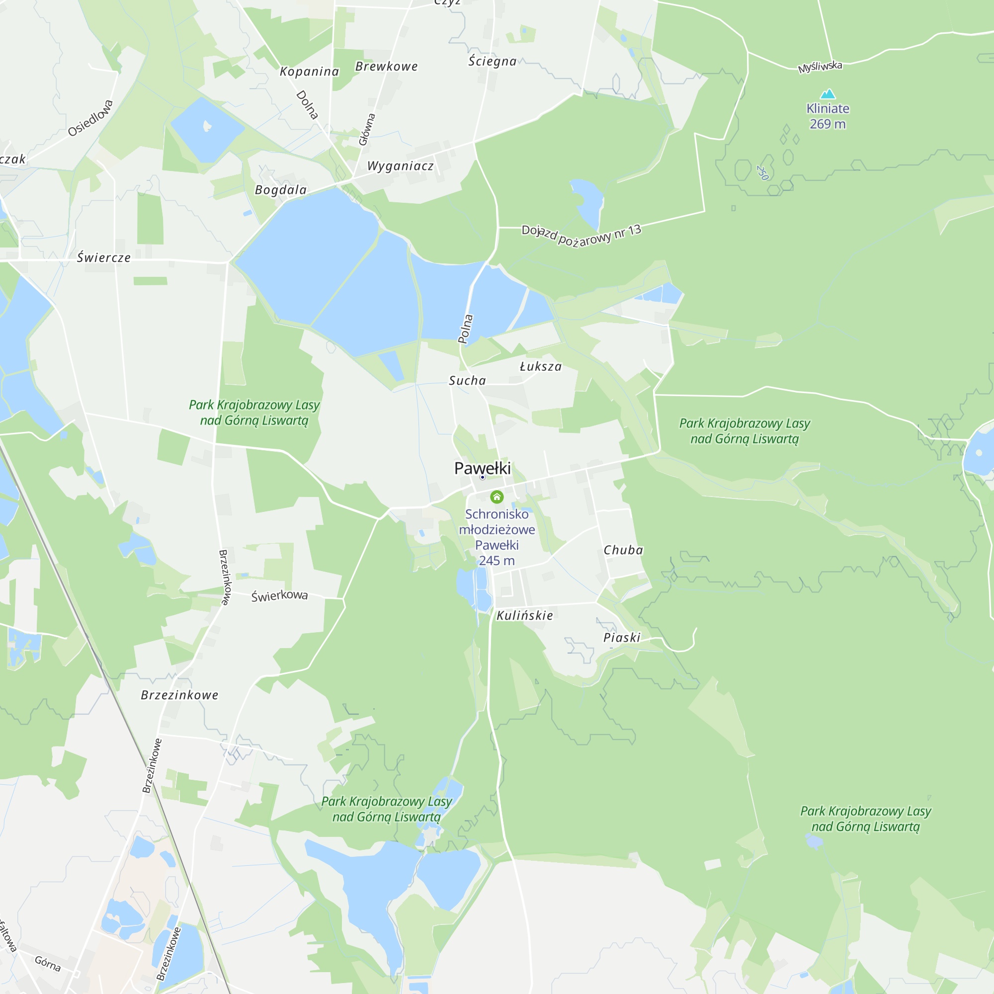 Schronisko młodzieżowe Pawełki map