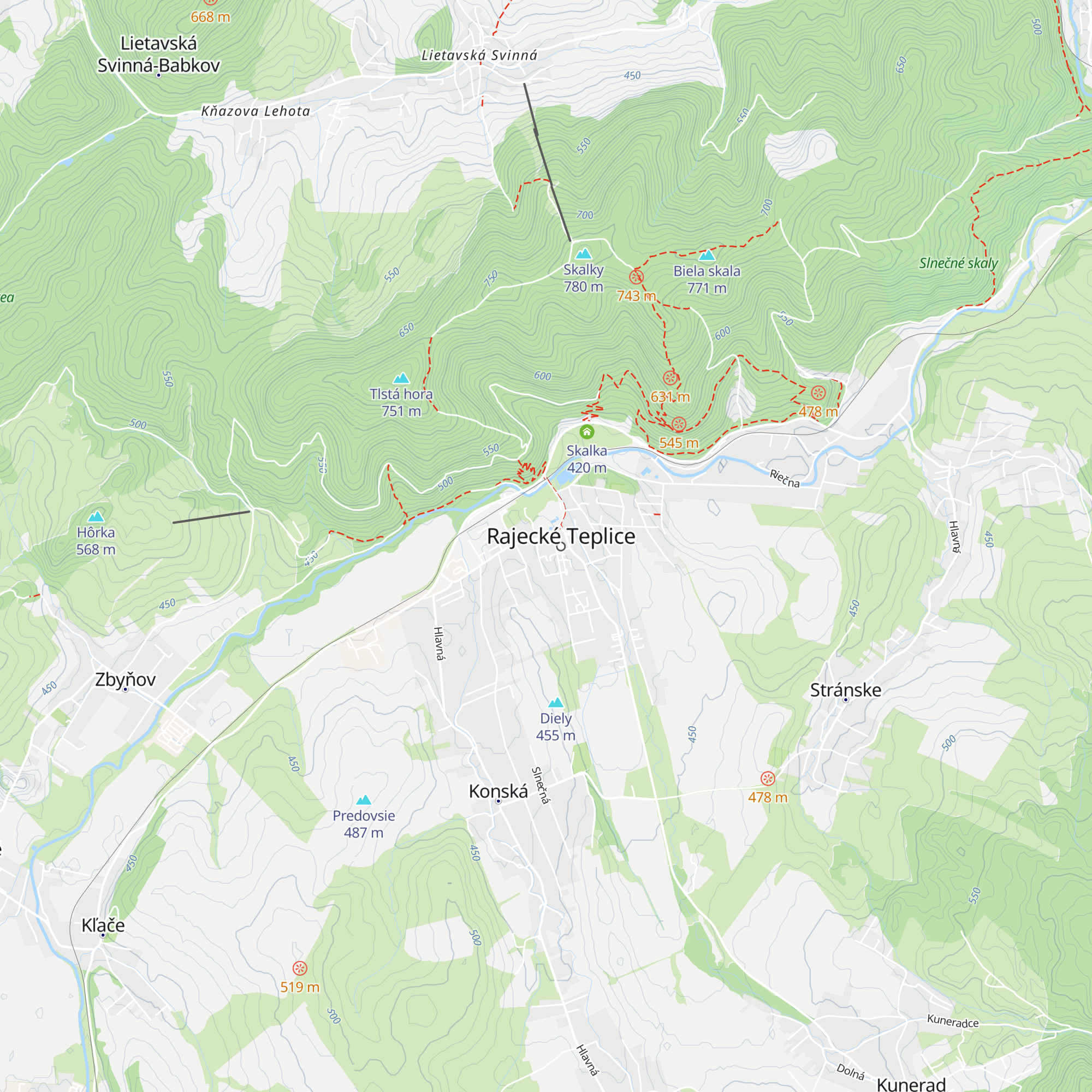 Rajecké Radosti map