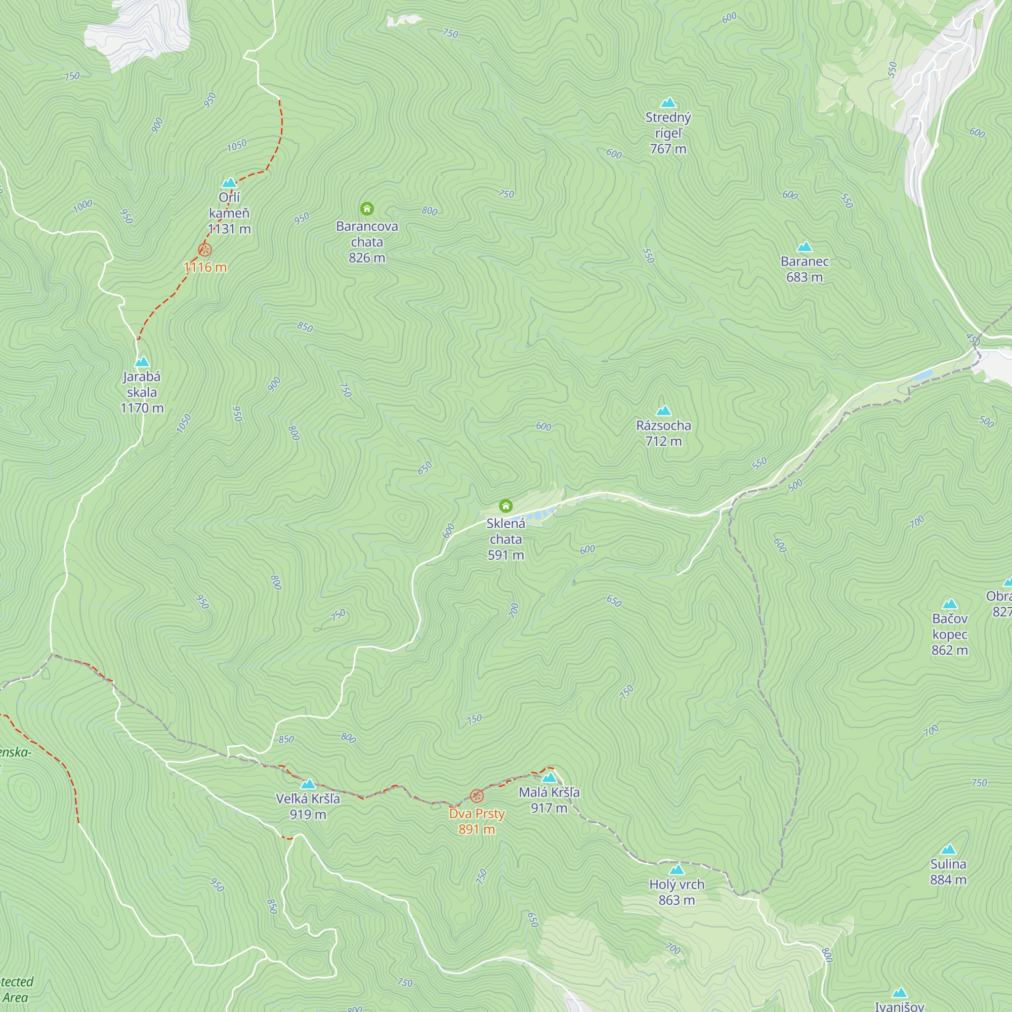 Sklená chata map