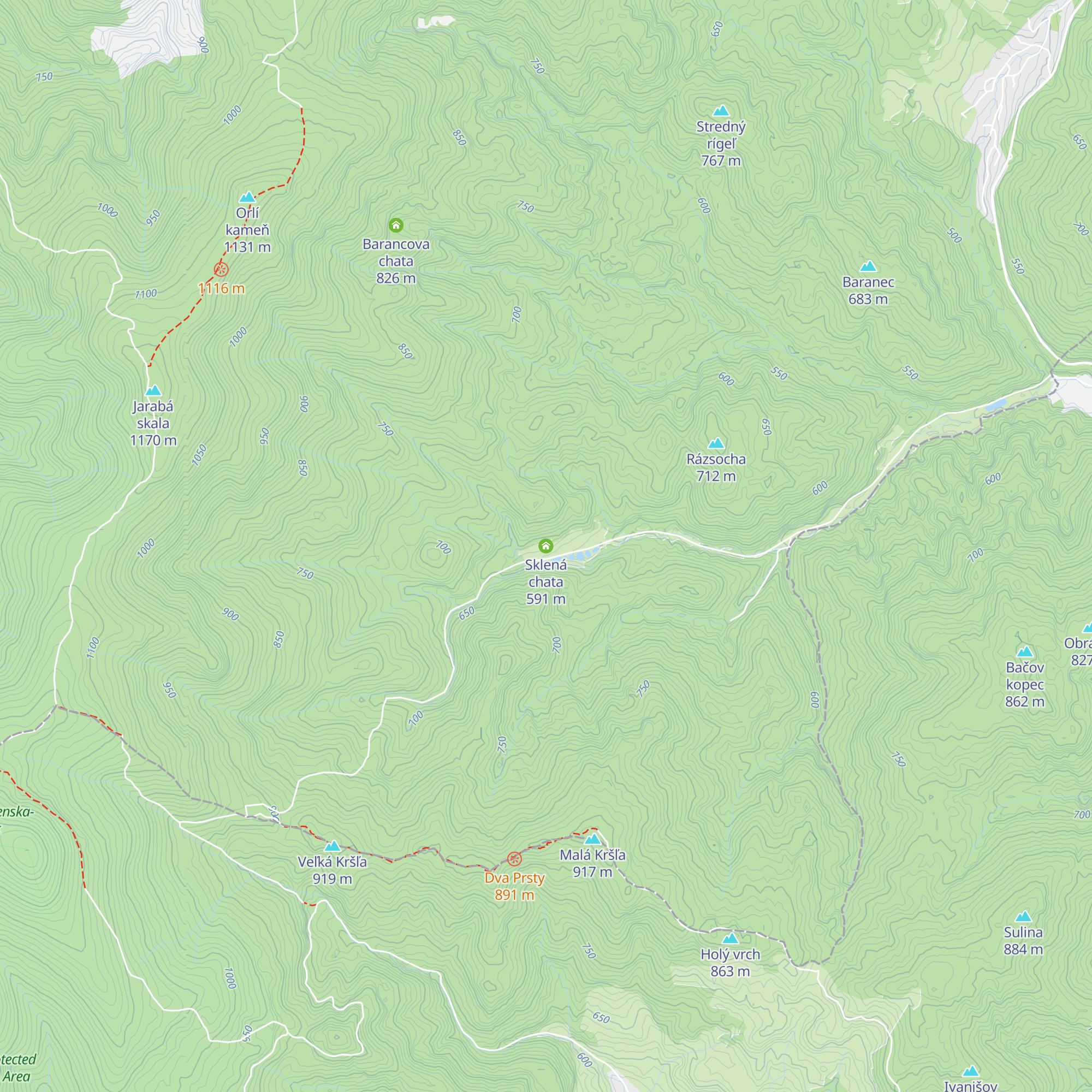 Sklená chata map