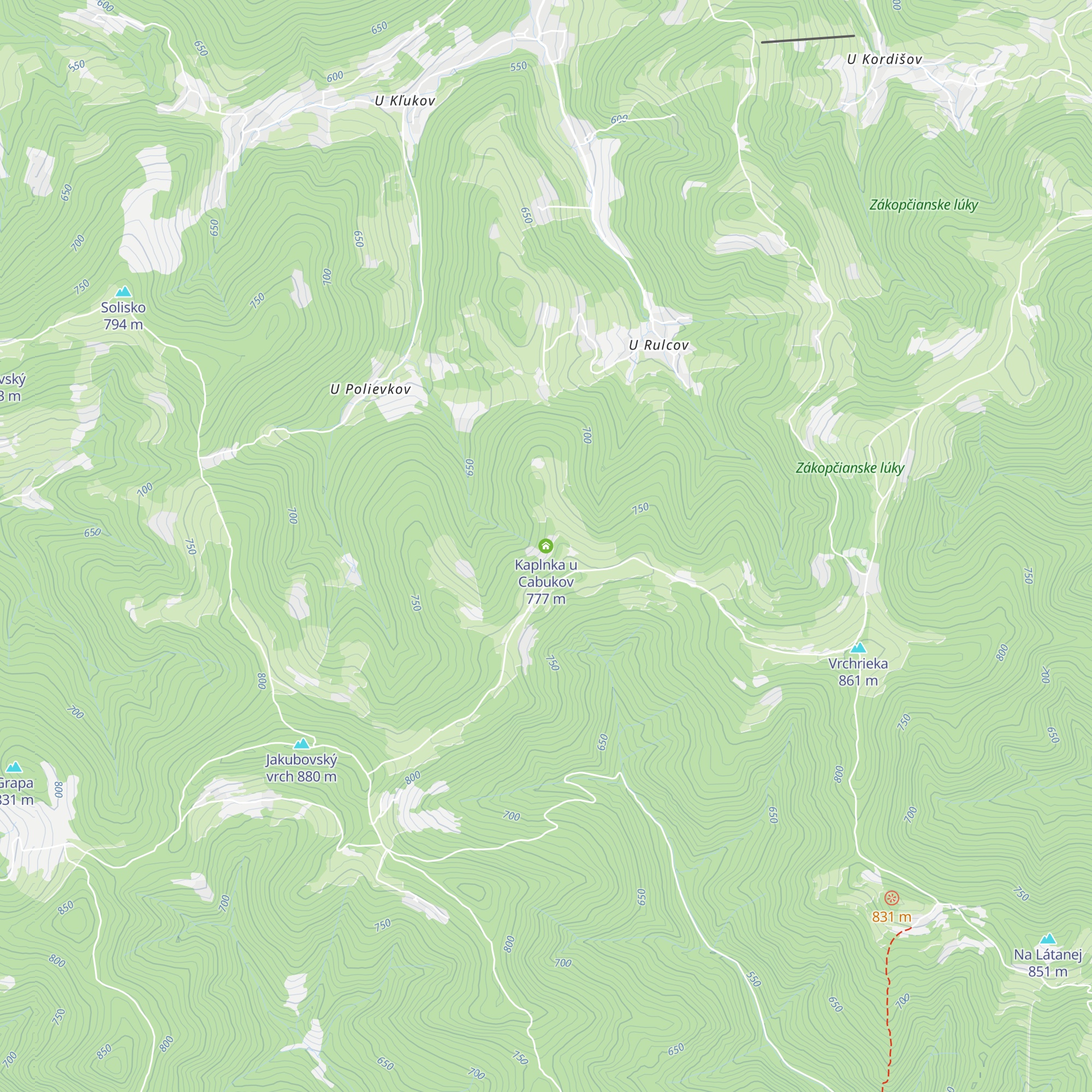Kaplnka u Cabukov map