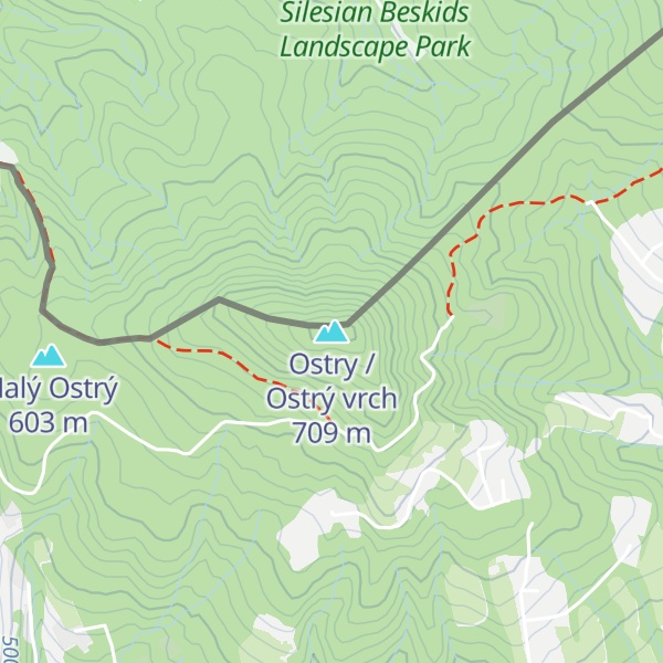 Map of Ostry / Ostrý vrch