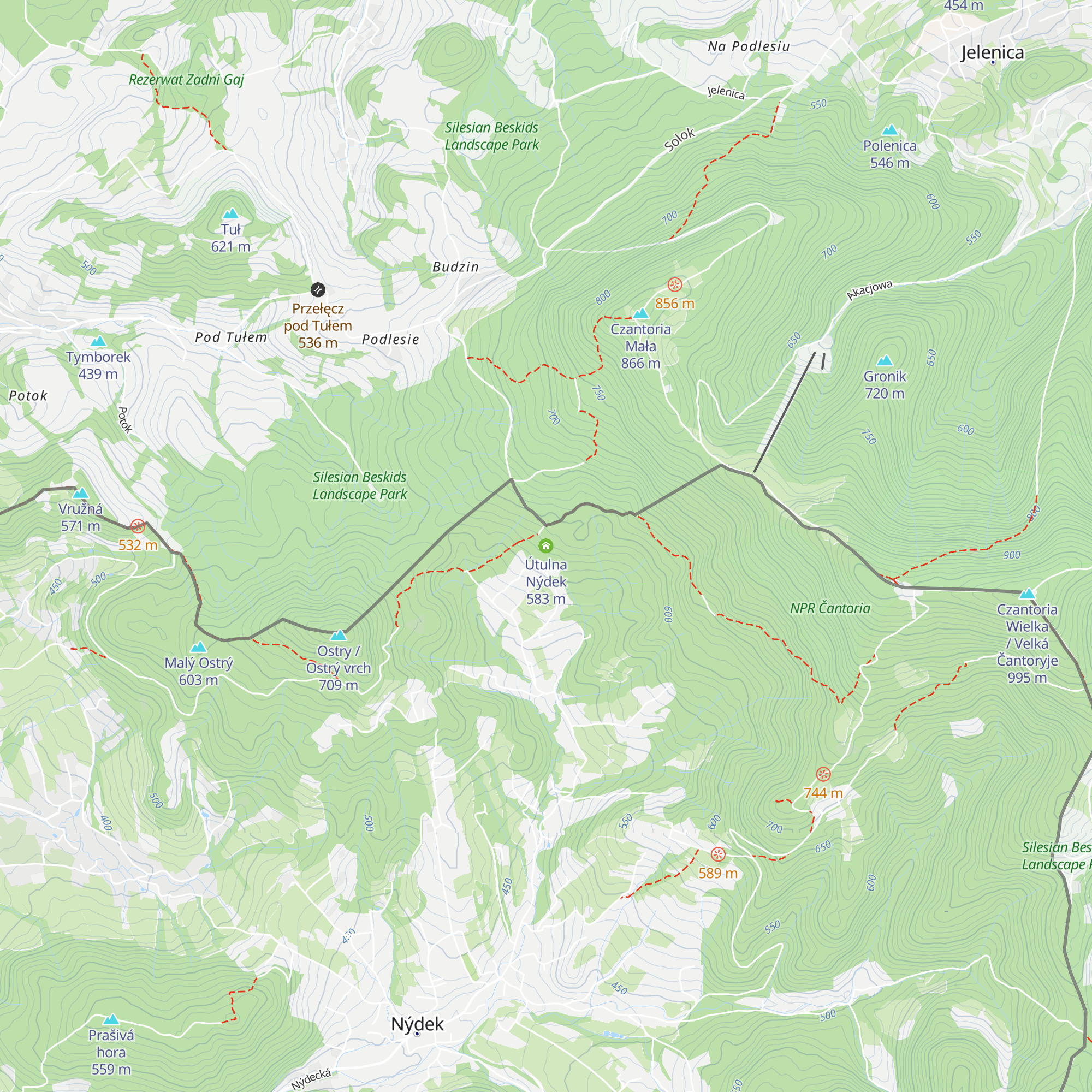 Útulna Nýdek map