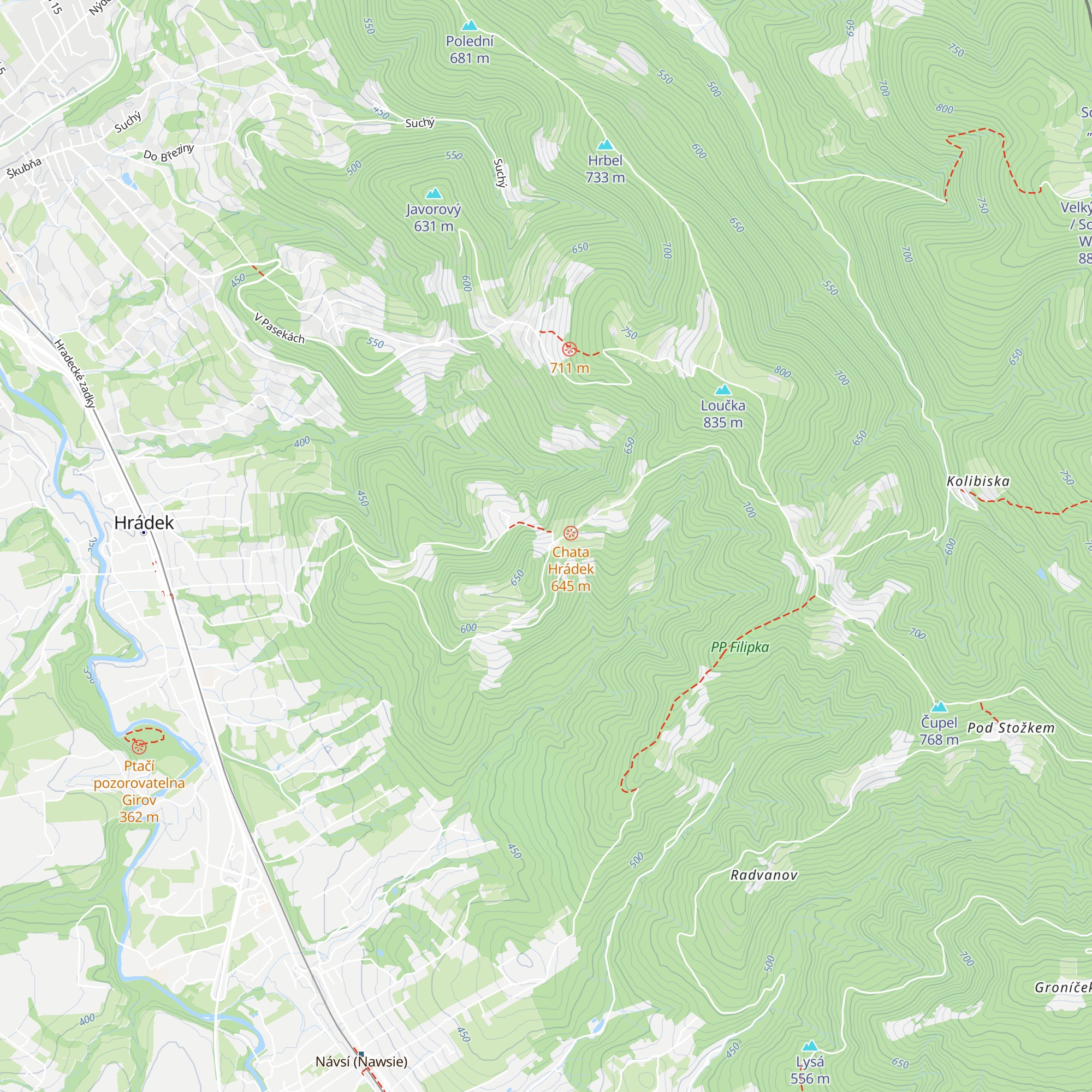 Chata Hrádek map