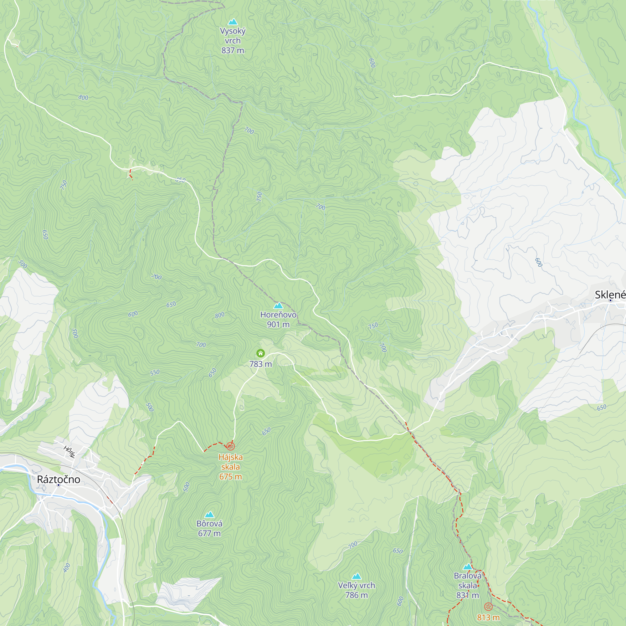 Útulňa SNP Sklené map