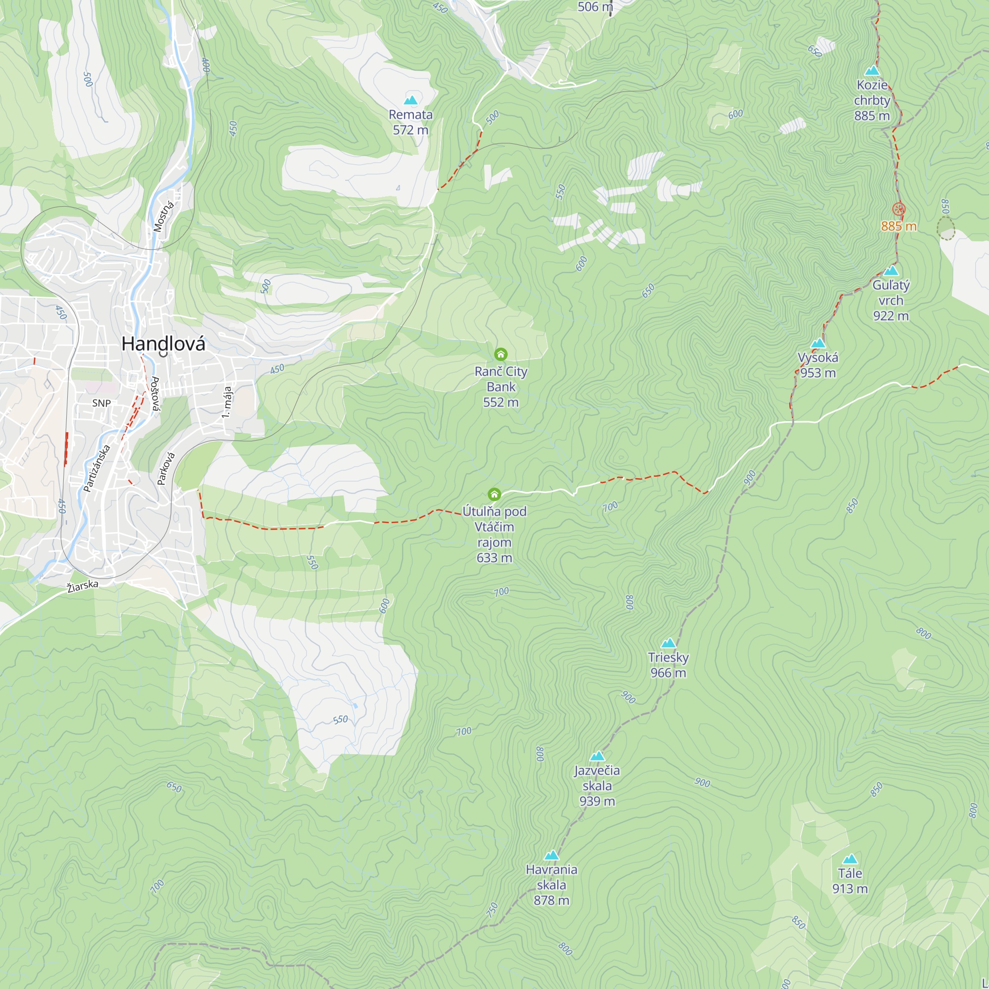 Útulňa pod Vtáčim rajom map