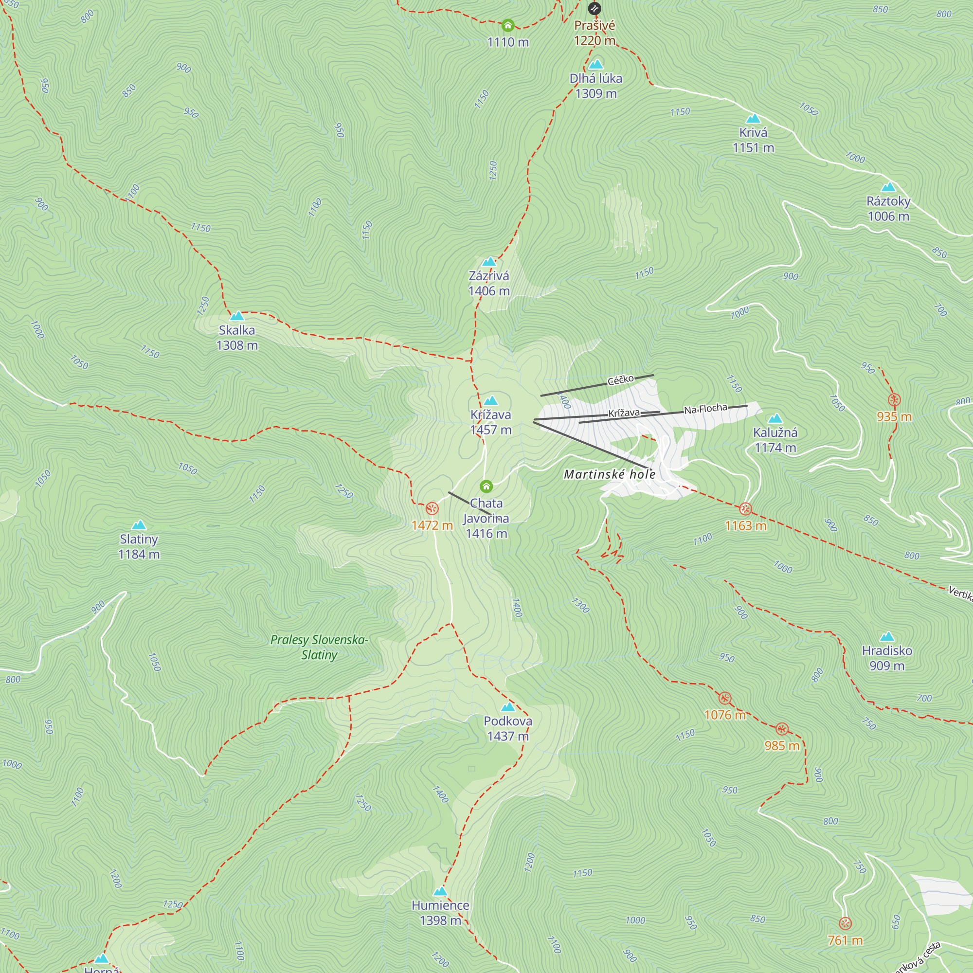 Chata Javorina map