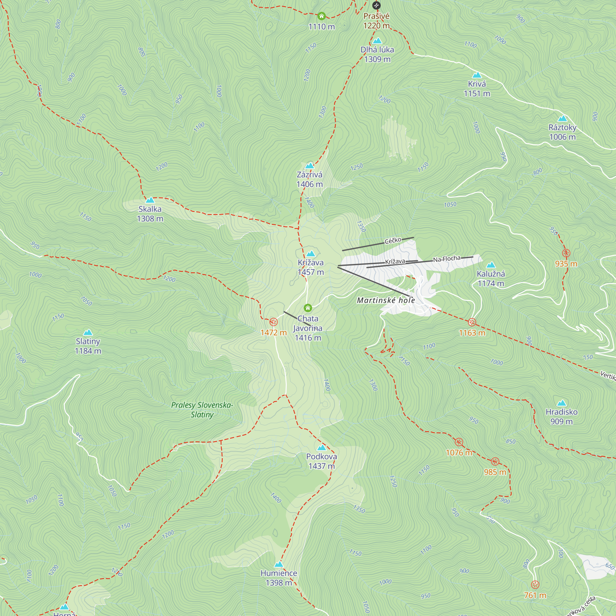 Chata Javorina map