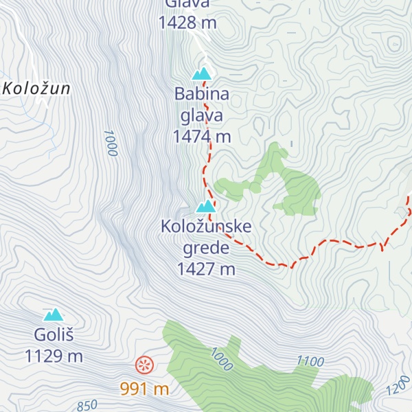 Map of Koložunske grede