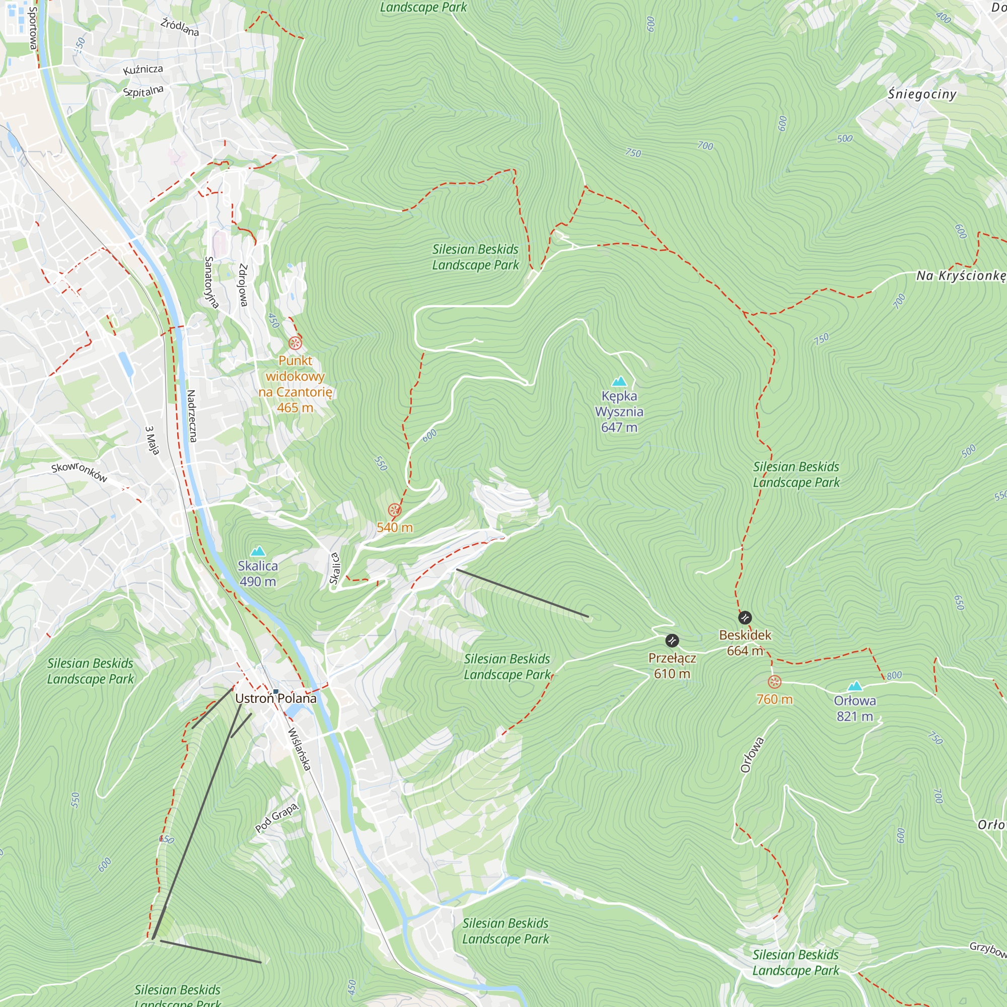 Schronisko Młodzieżowe Wiecha map