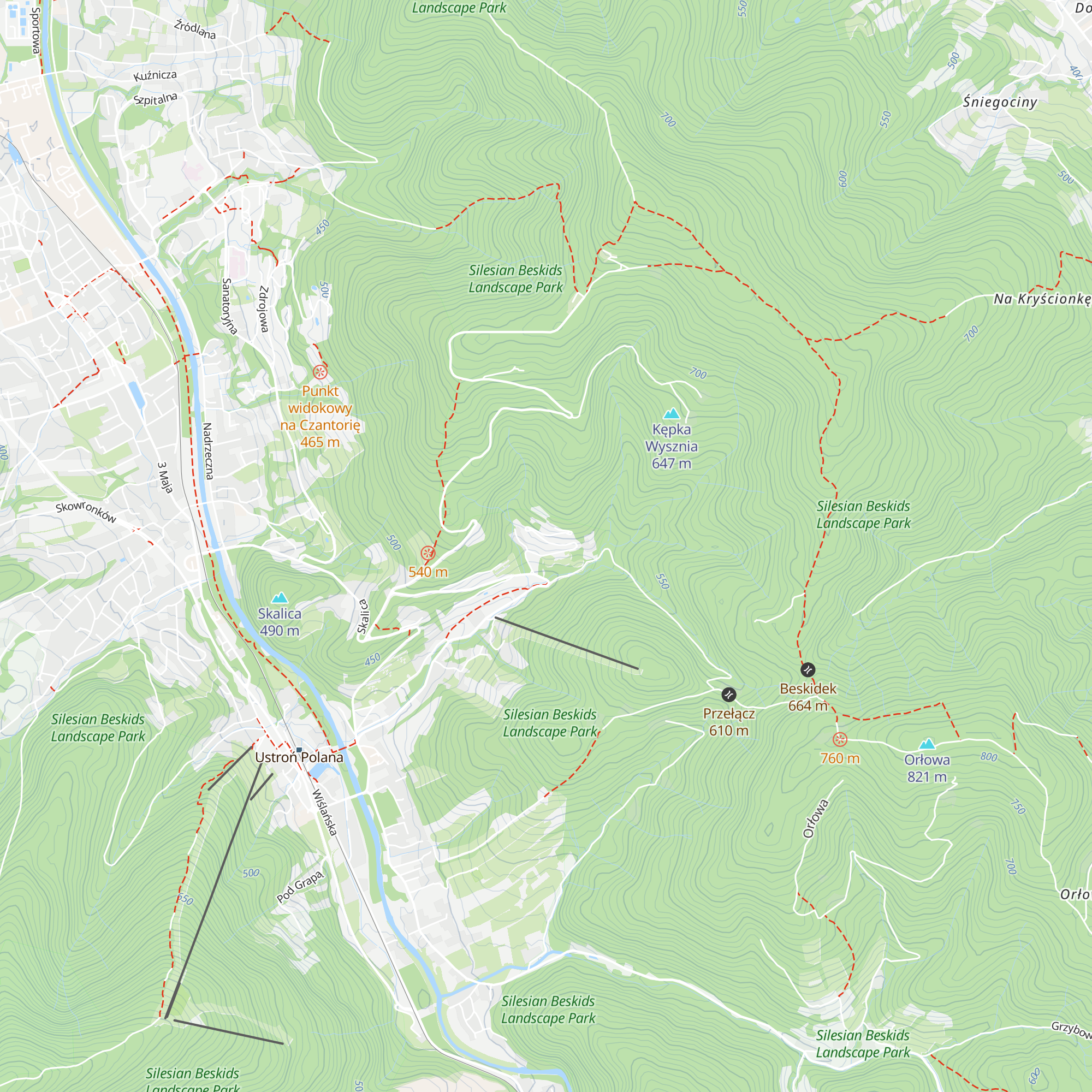 Schronisko Młodzieżowe Wiecha map