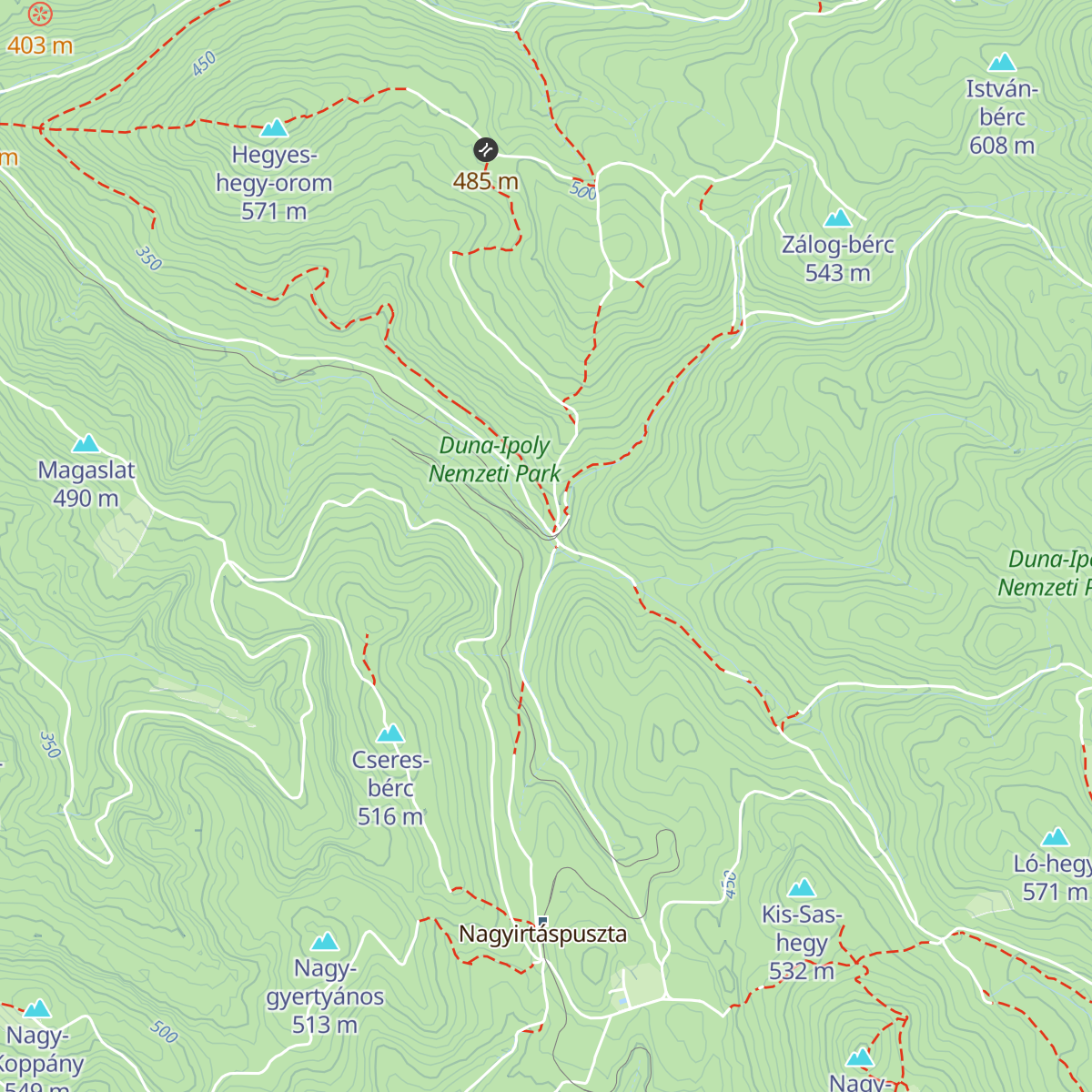 Kisirtáspusztai hegyi menedékház - Felsőház map