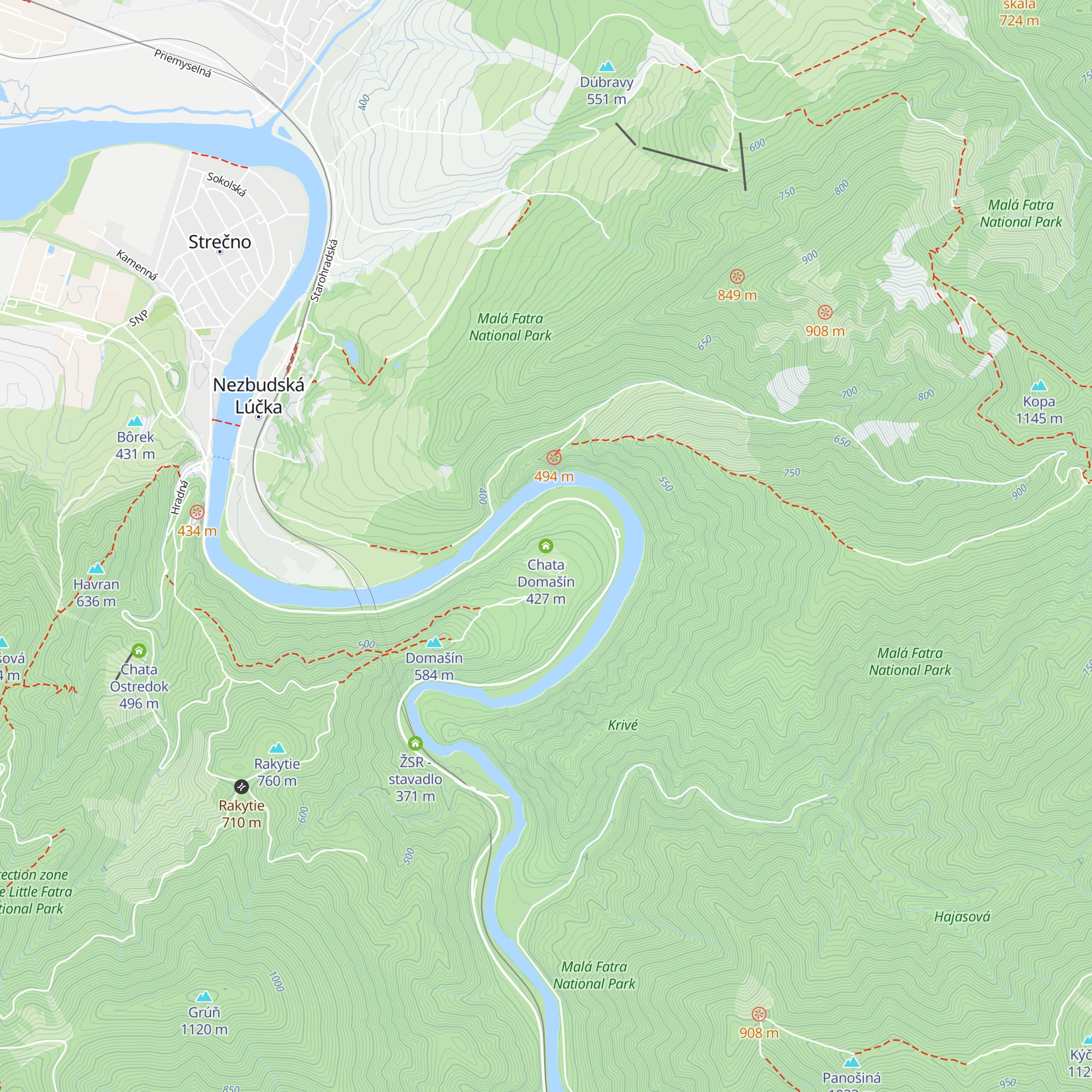 Chata Domašín map