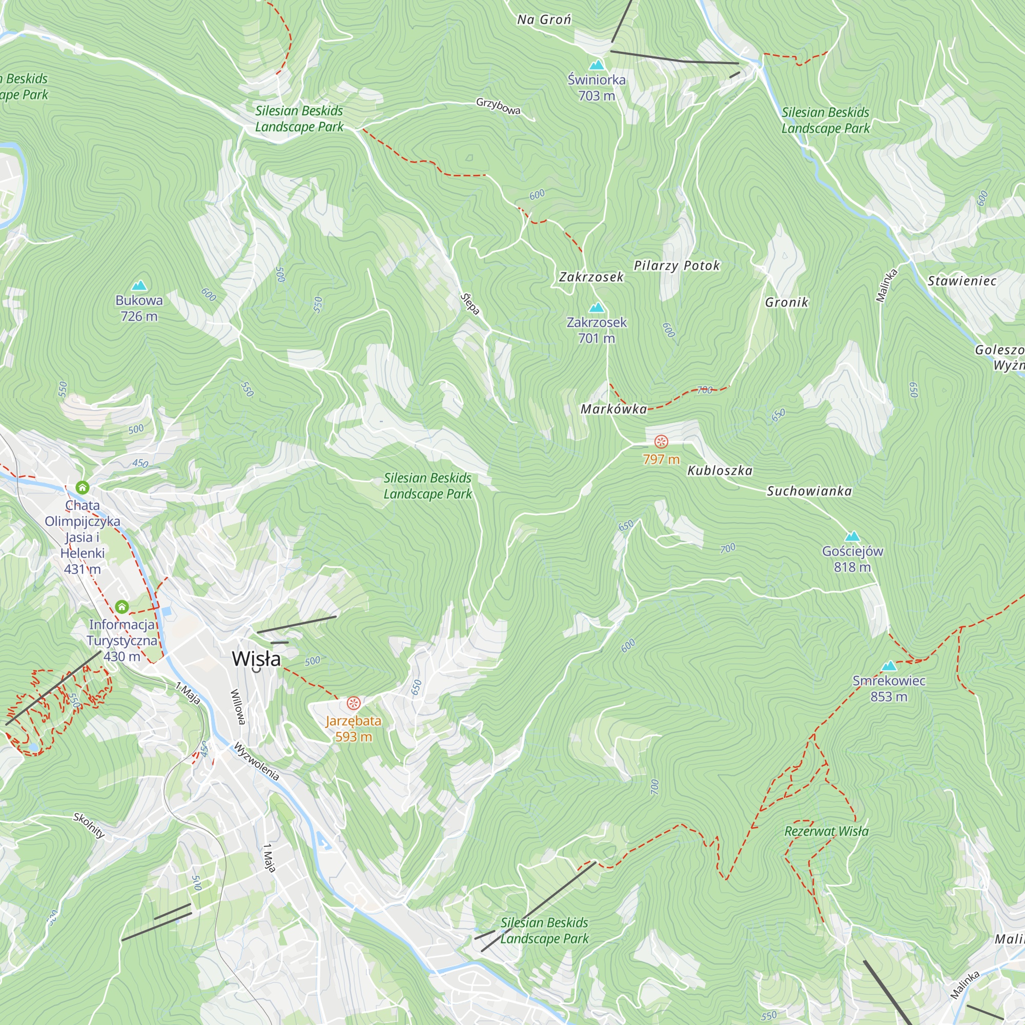 Chatka Oddziału PTTK "Beskid Śląski" w Cieszynie map
