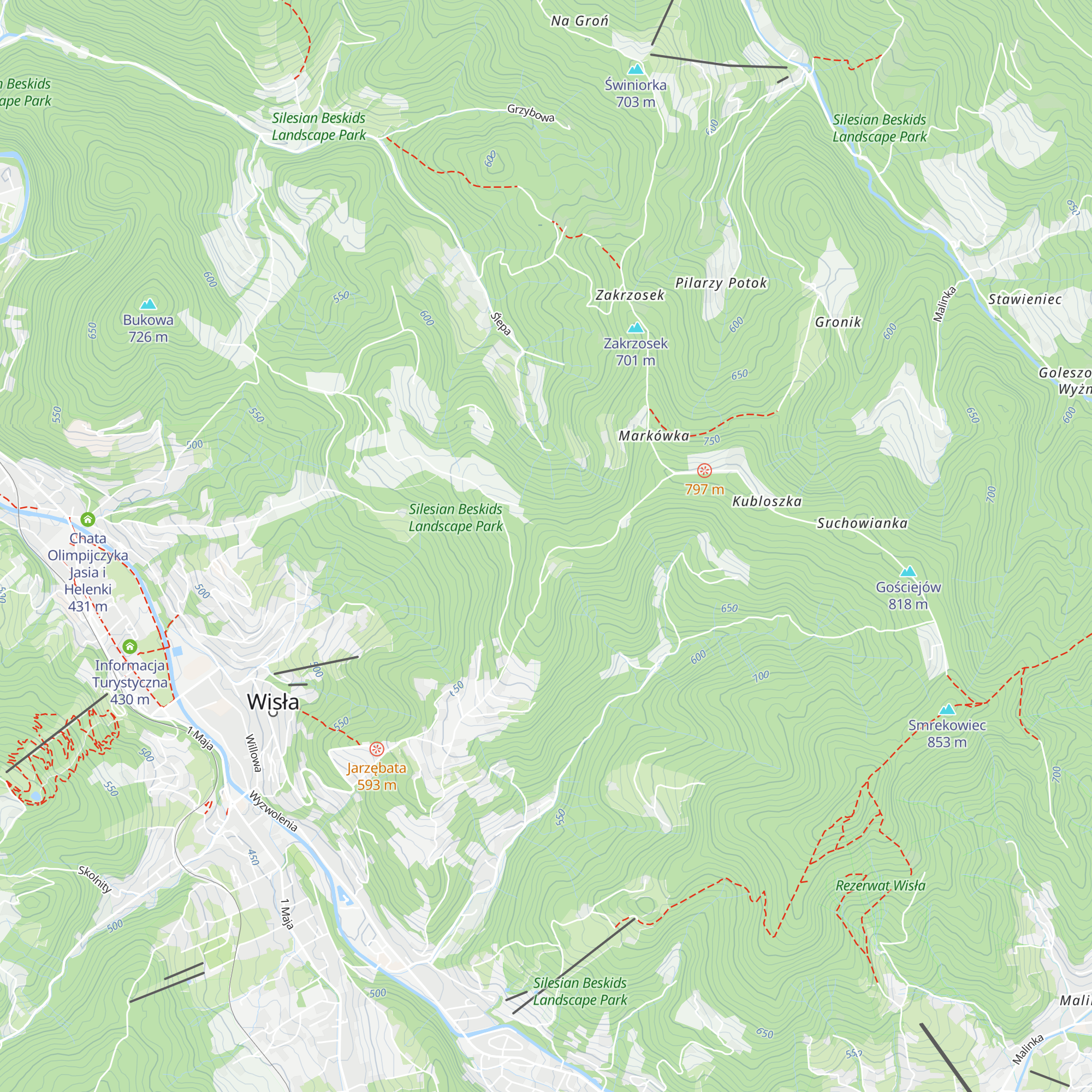 Chatka Oddziału PTTK "Beskid Śląski" w Cieszynie map