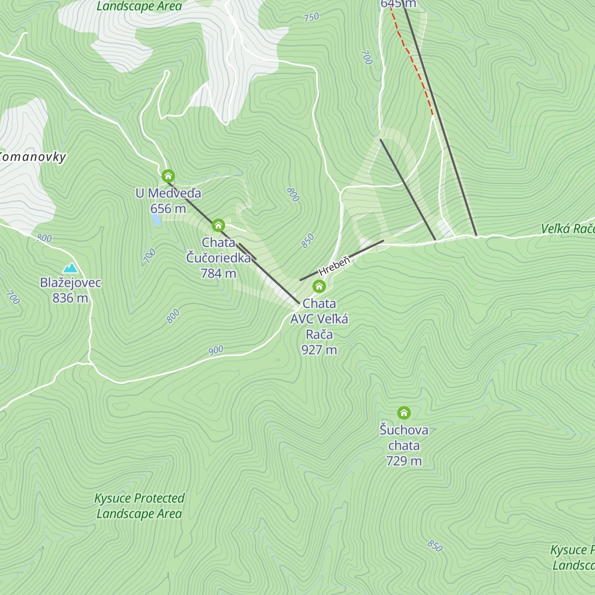 Chata na Rači map