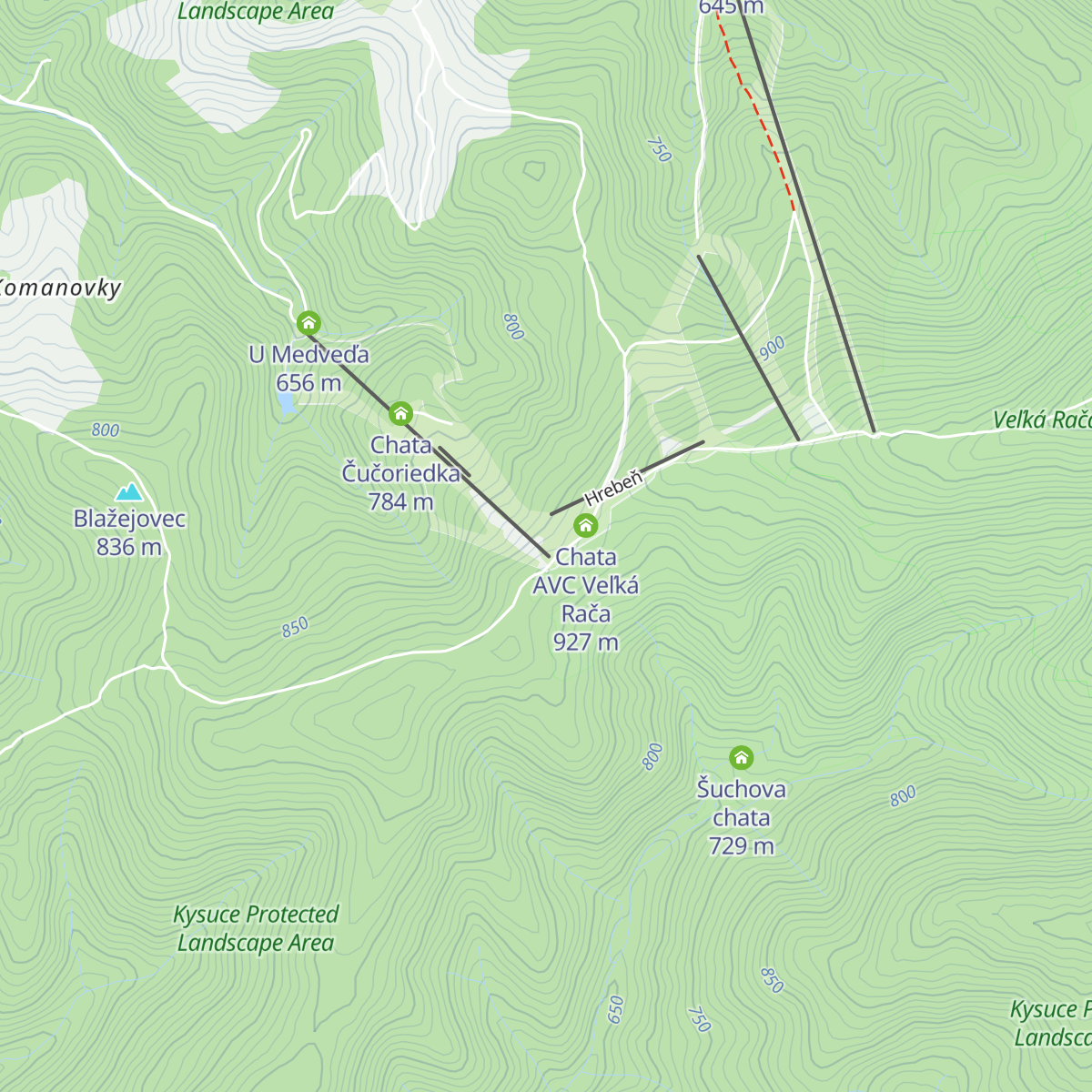 Chata na Rači map