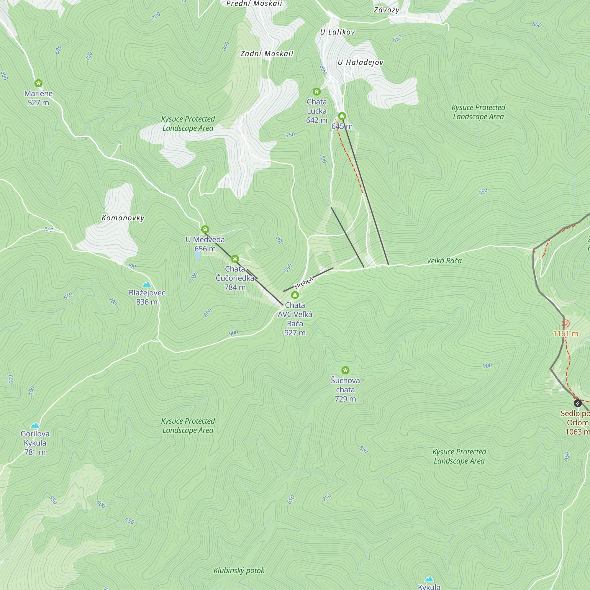 Chata AVC Veľká Rača map