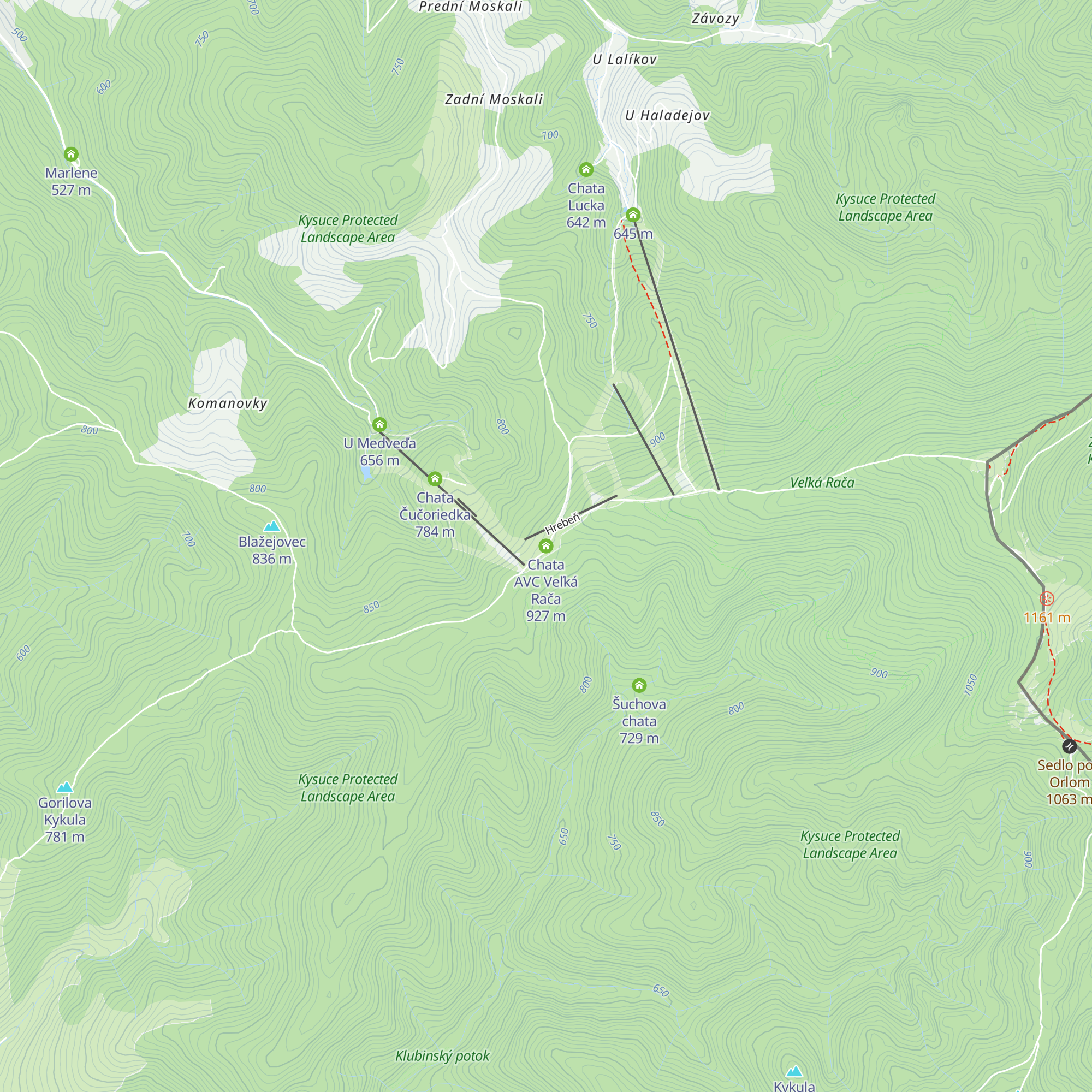 Chata AVC Veľká Rača map