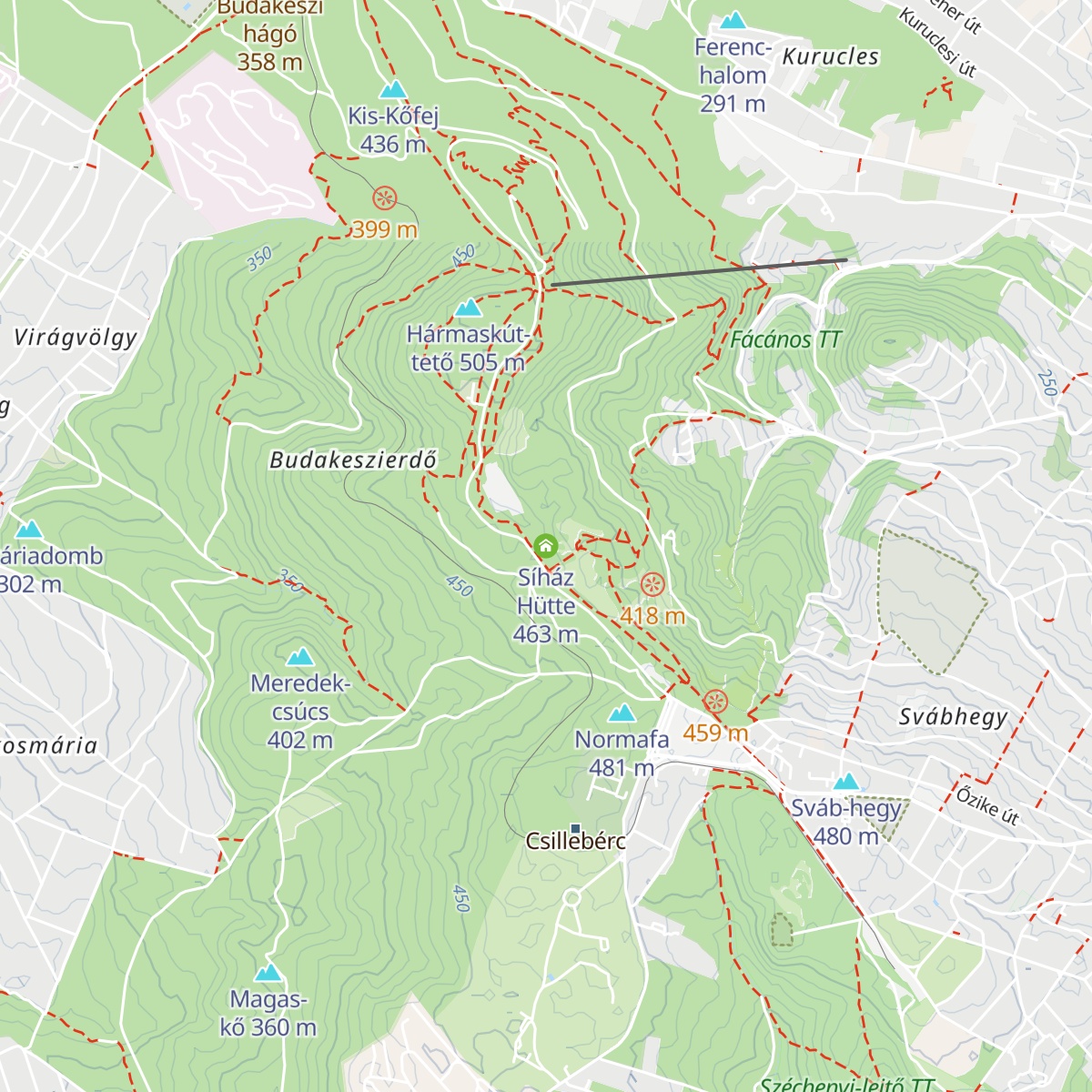 Síház Hütte map