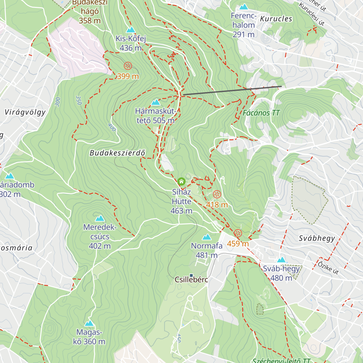 Síház Hütte map