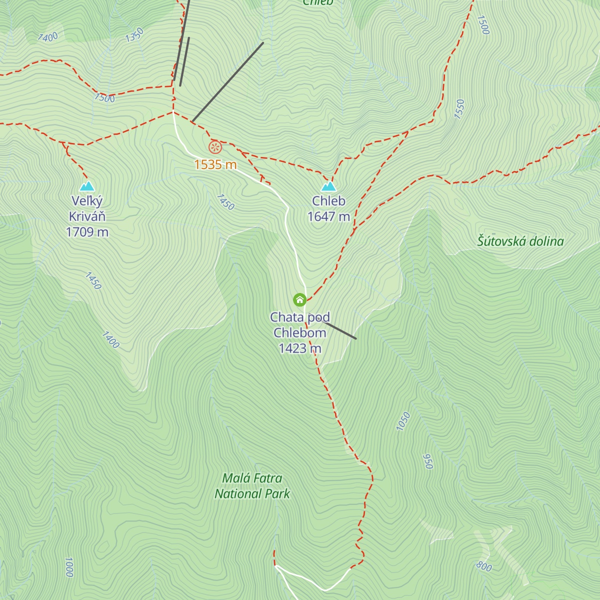 Chata pod Chlebom map