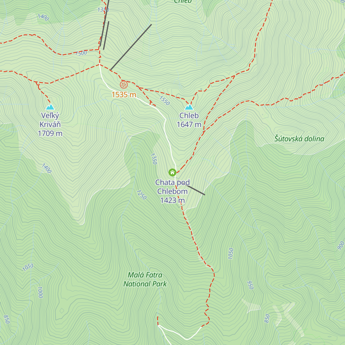 Chata pod Chlebom map