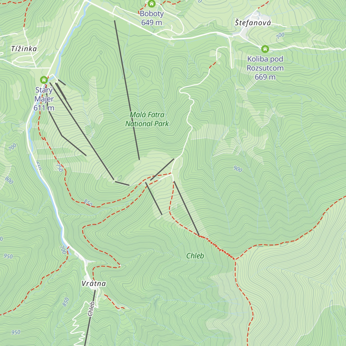 Chata na Grúni map