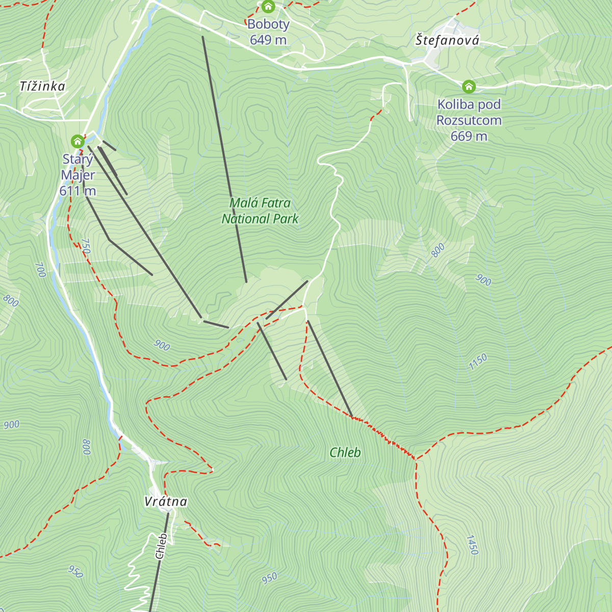 Chata na Grúni map