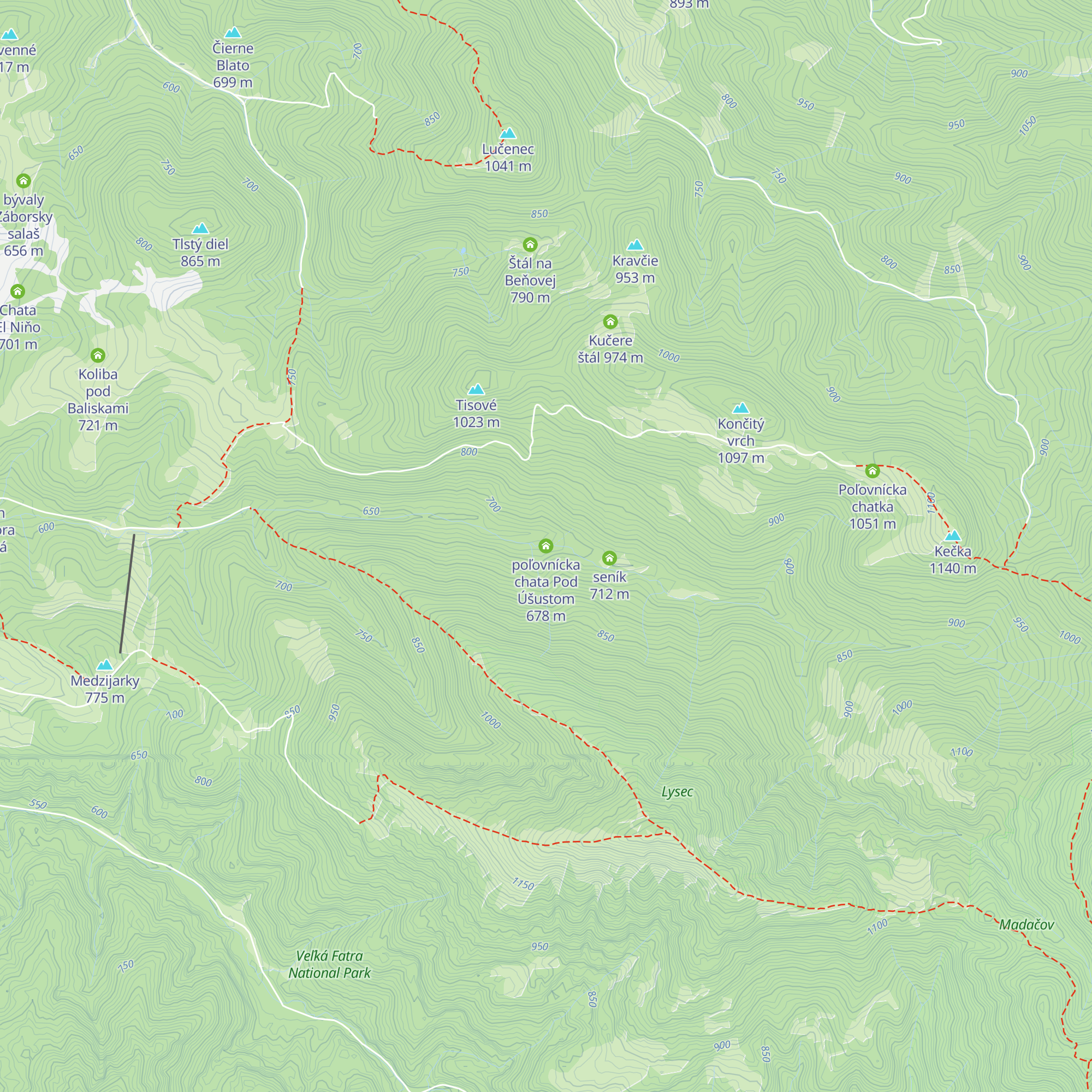 poľovnícka chata Pod Úšustom map