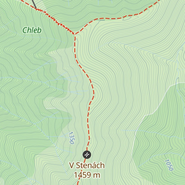 Map of Steny, severný vrchol