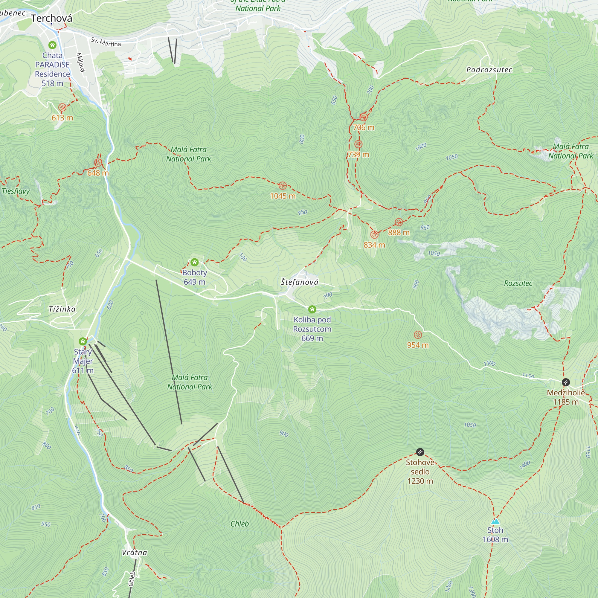 Chata pod Skalným mestom map