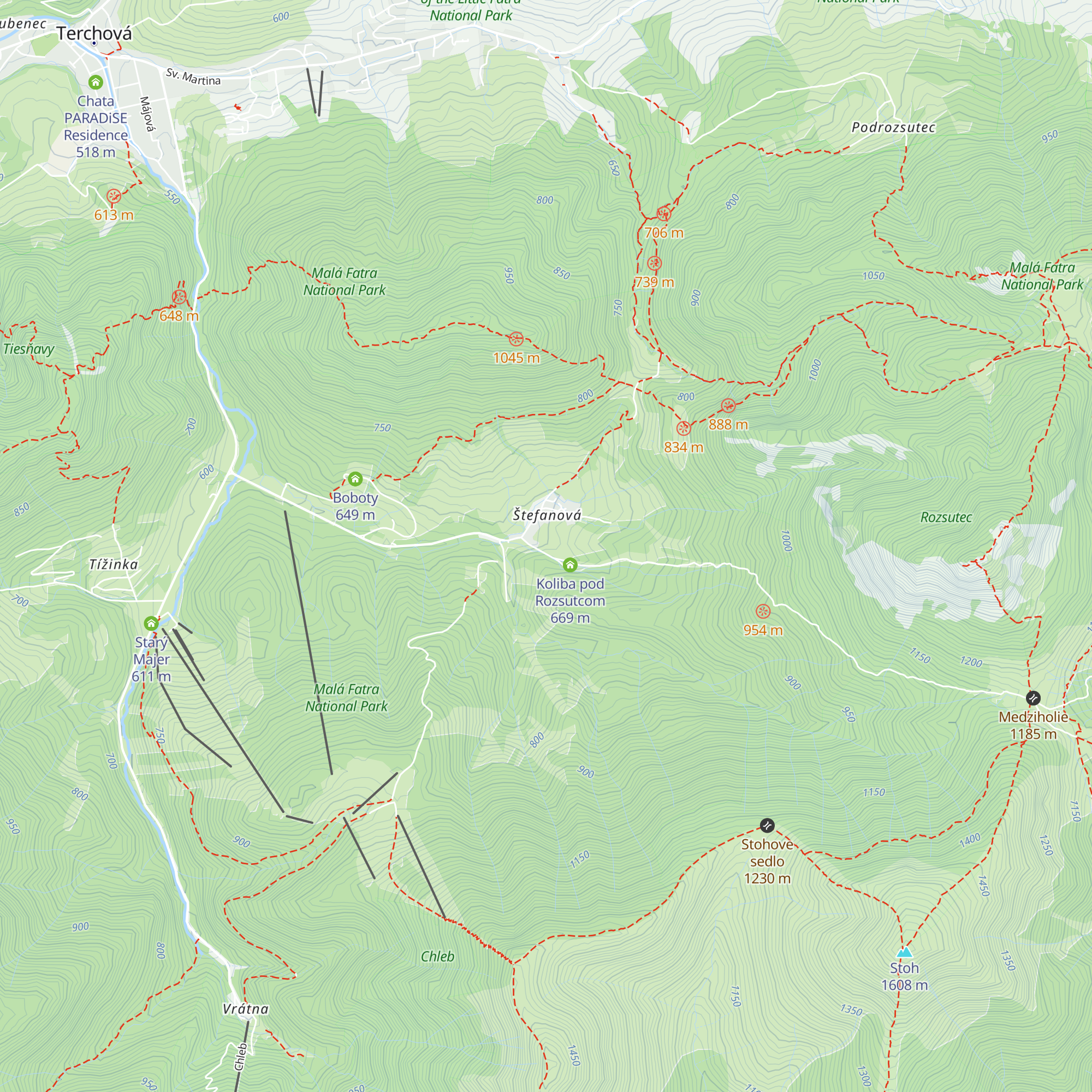 Chata pod Skalným mestom map