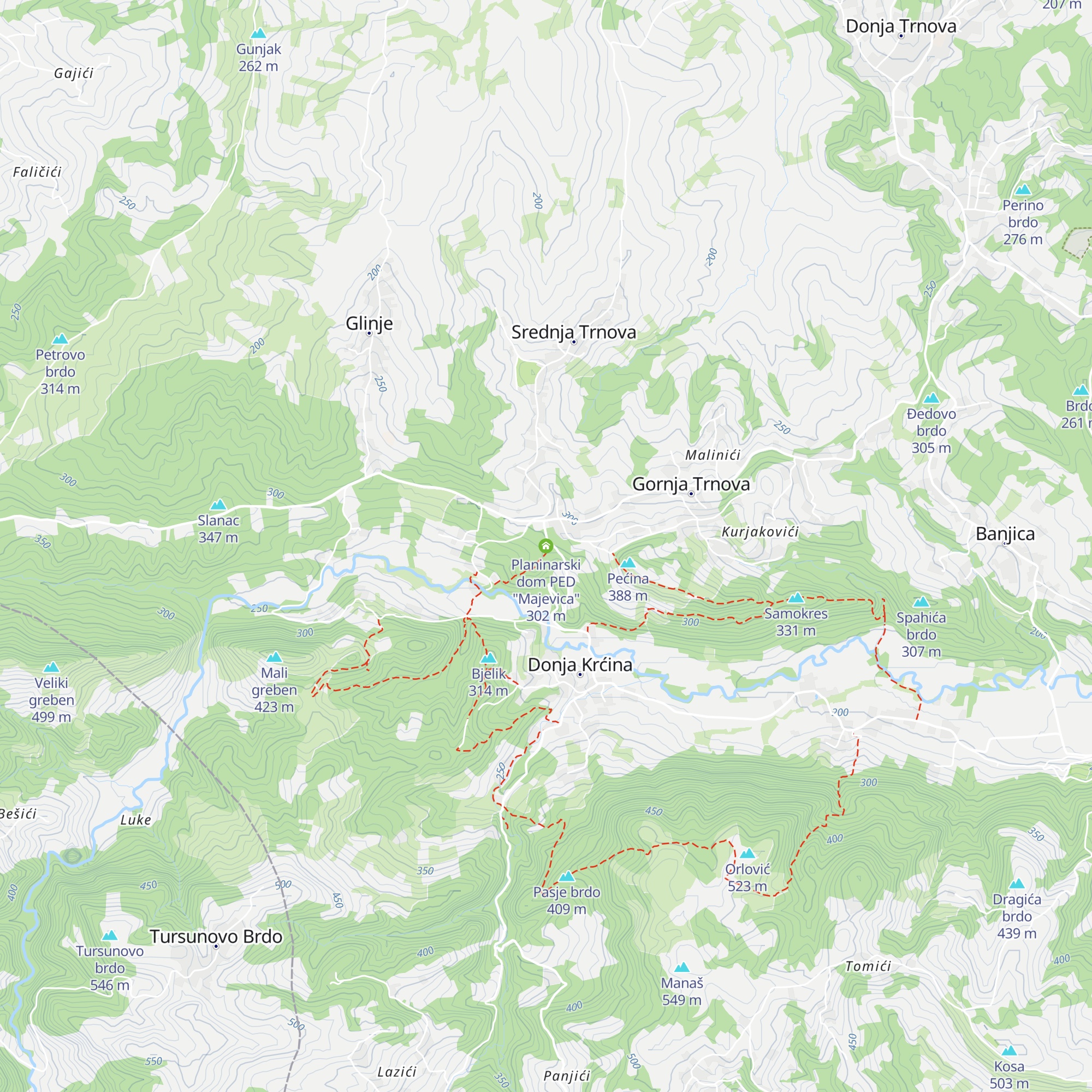 Planinarski dom PED "Majevica" map