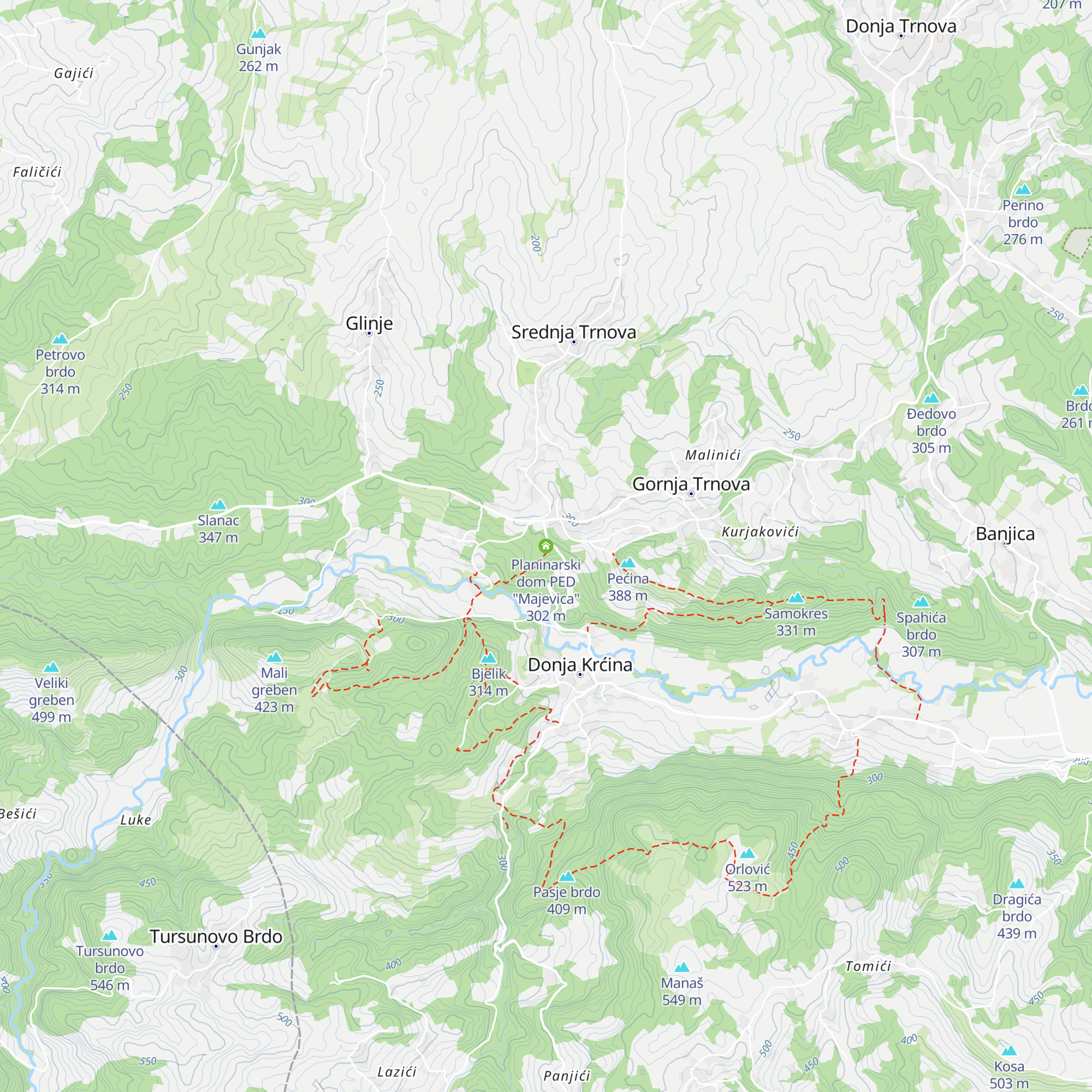 Planinarski dom PED "Majevica" map