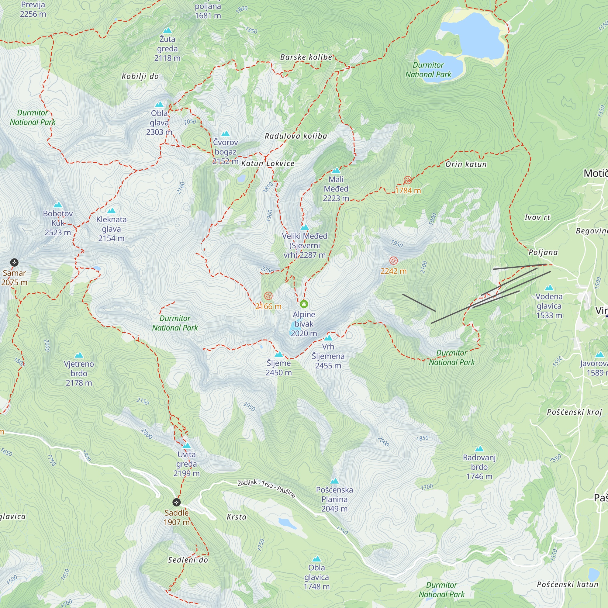 Alpine bivak map