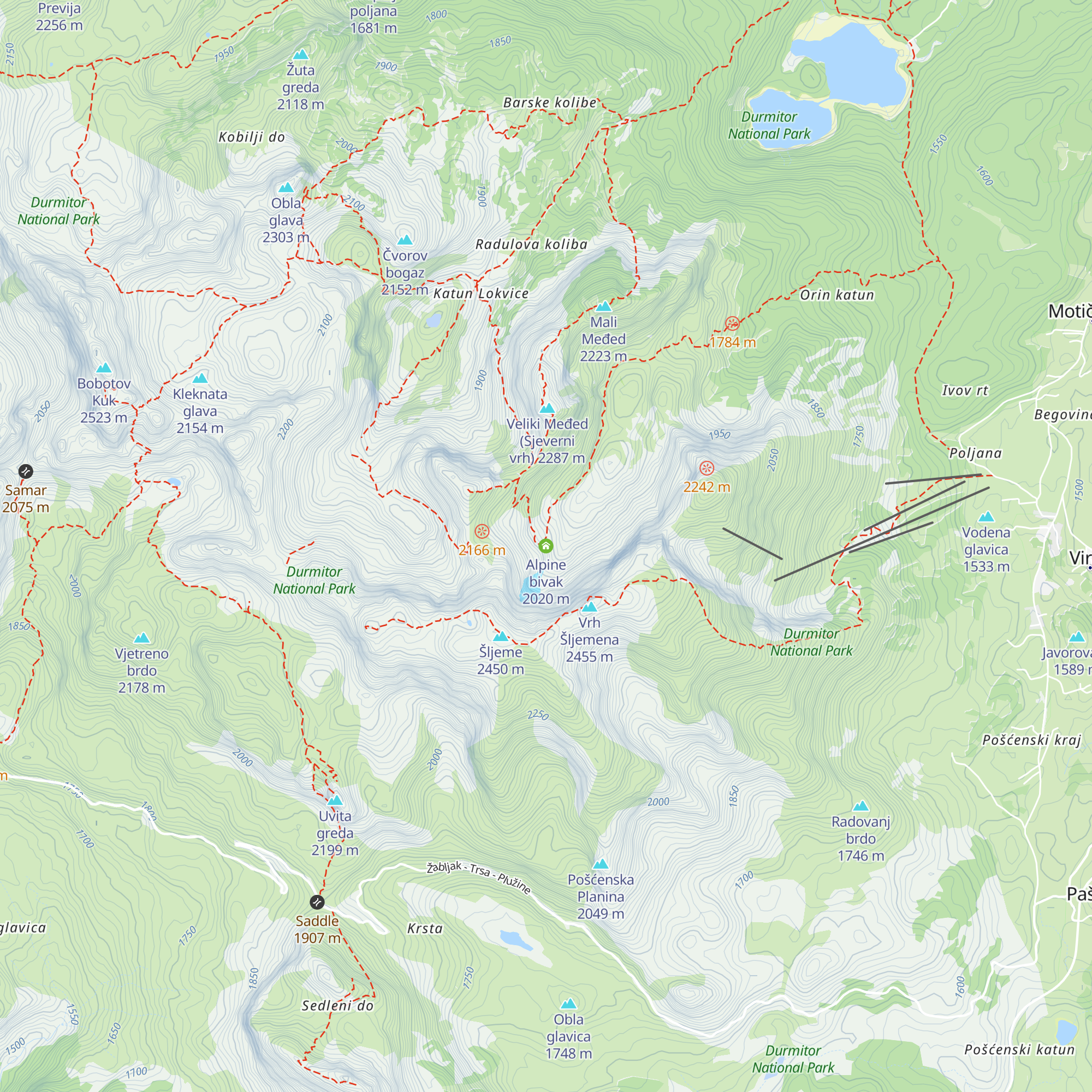 Alpine bivak map