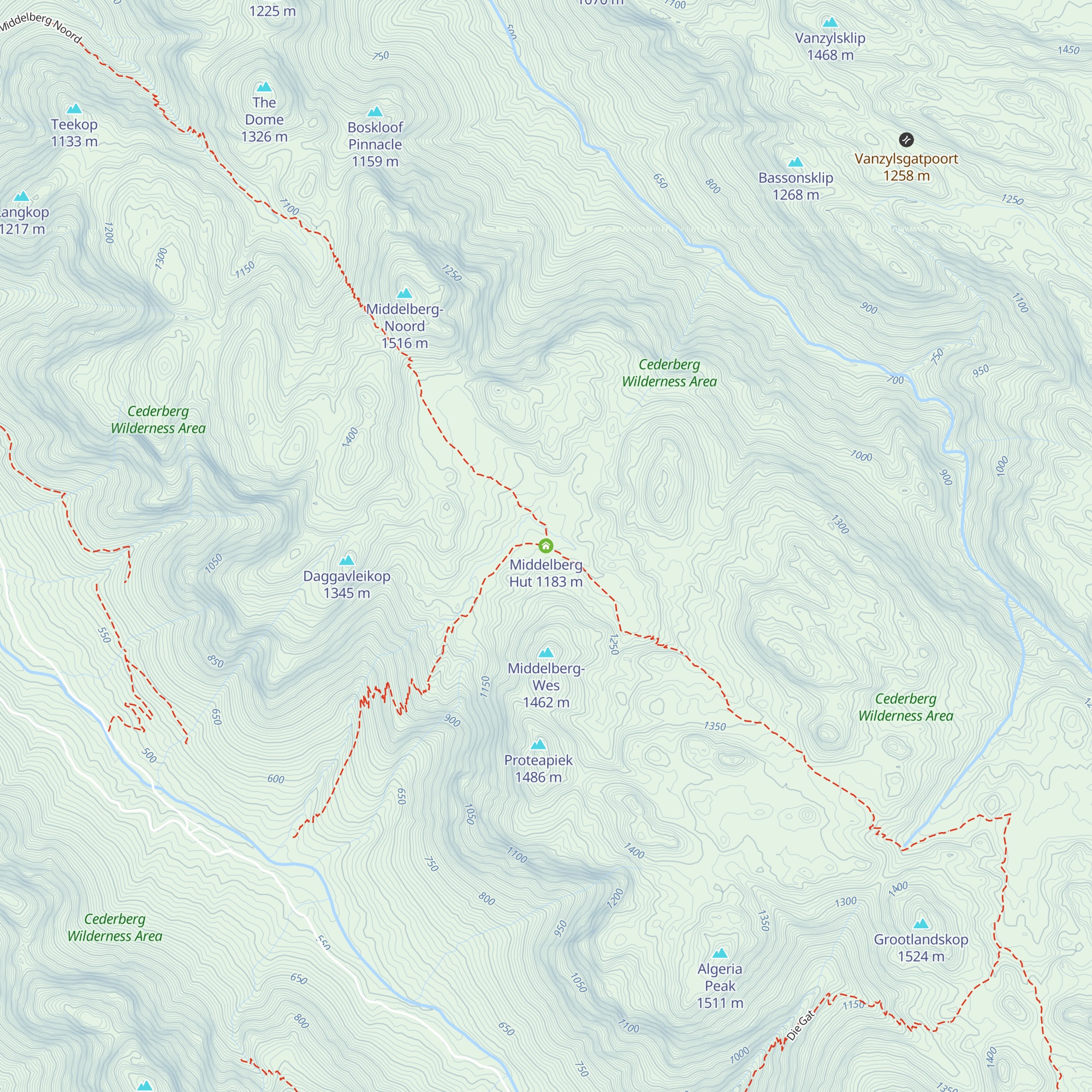 Middelberg Hut map