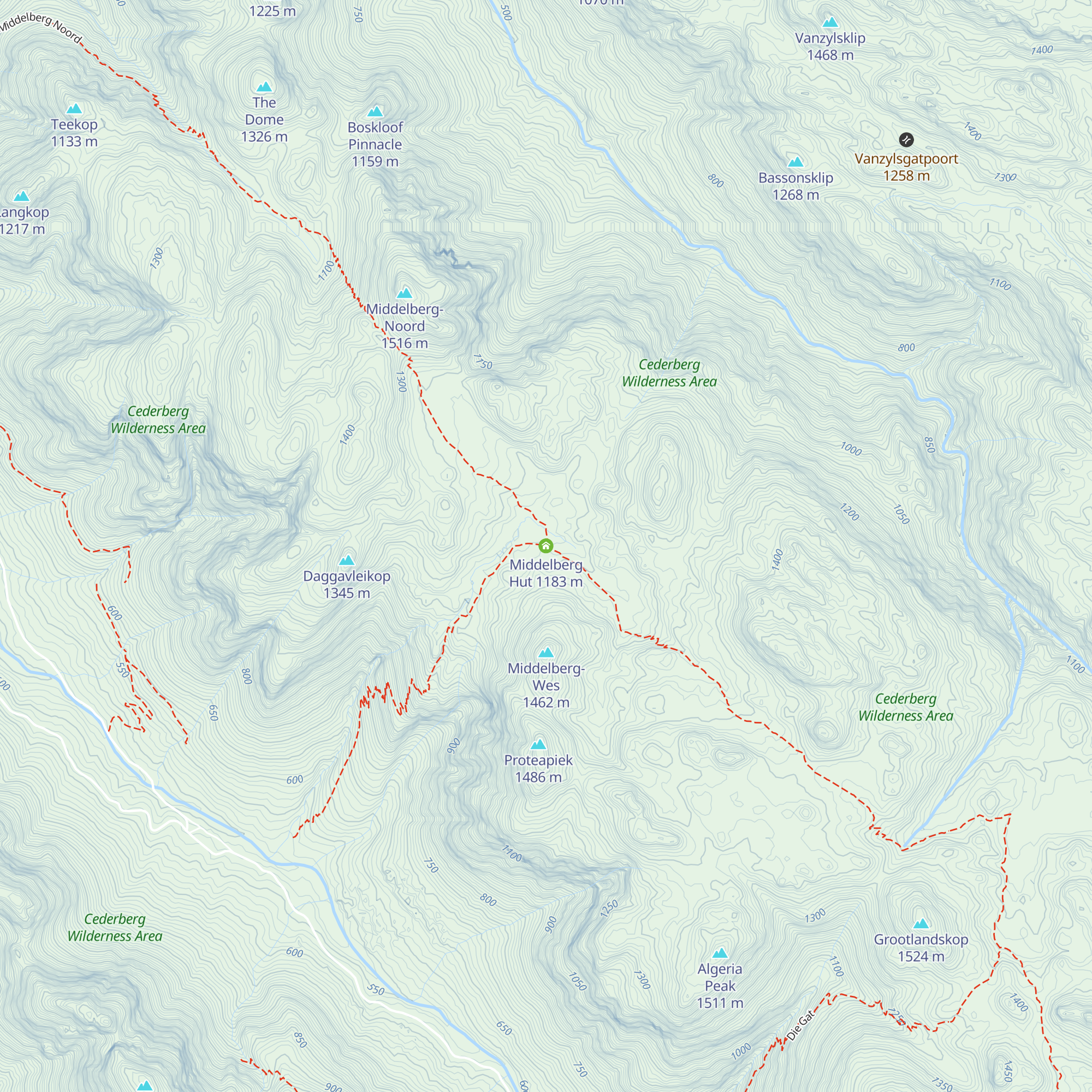 Middelberg Hut map