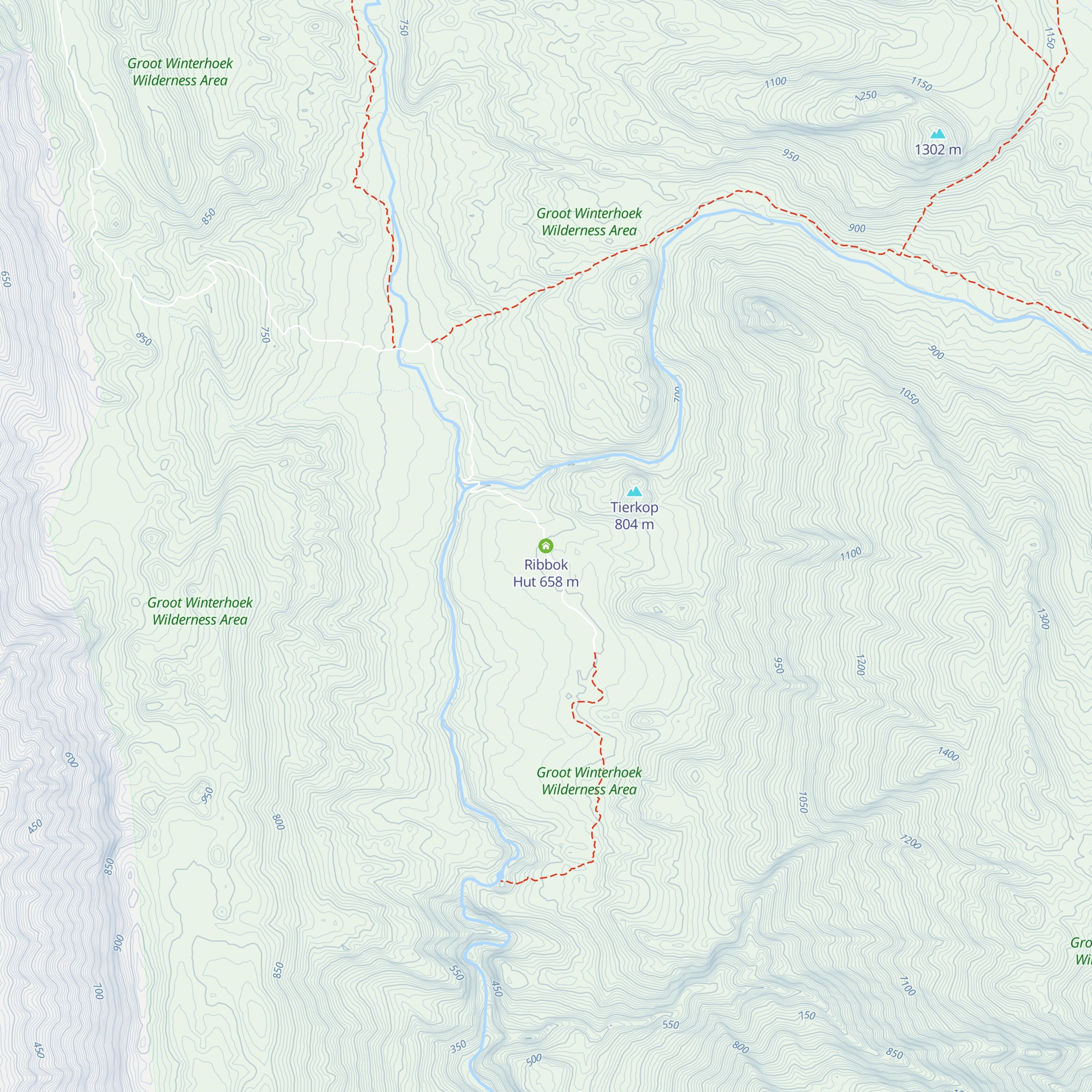 Ribbok Hut map