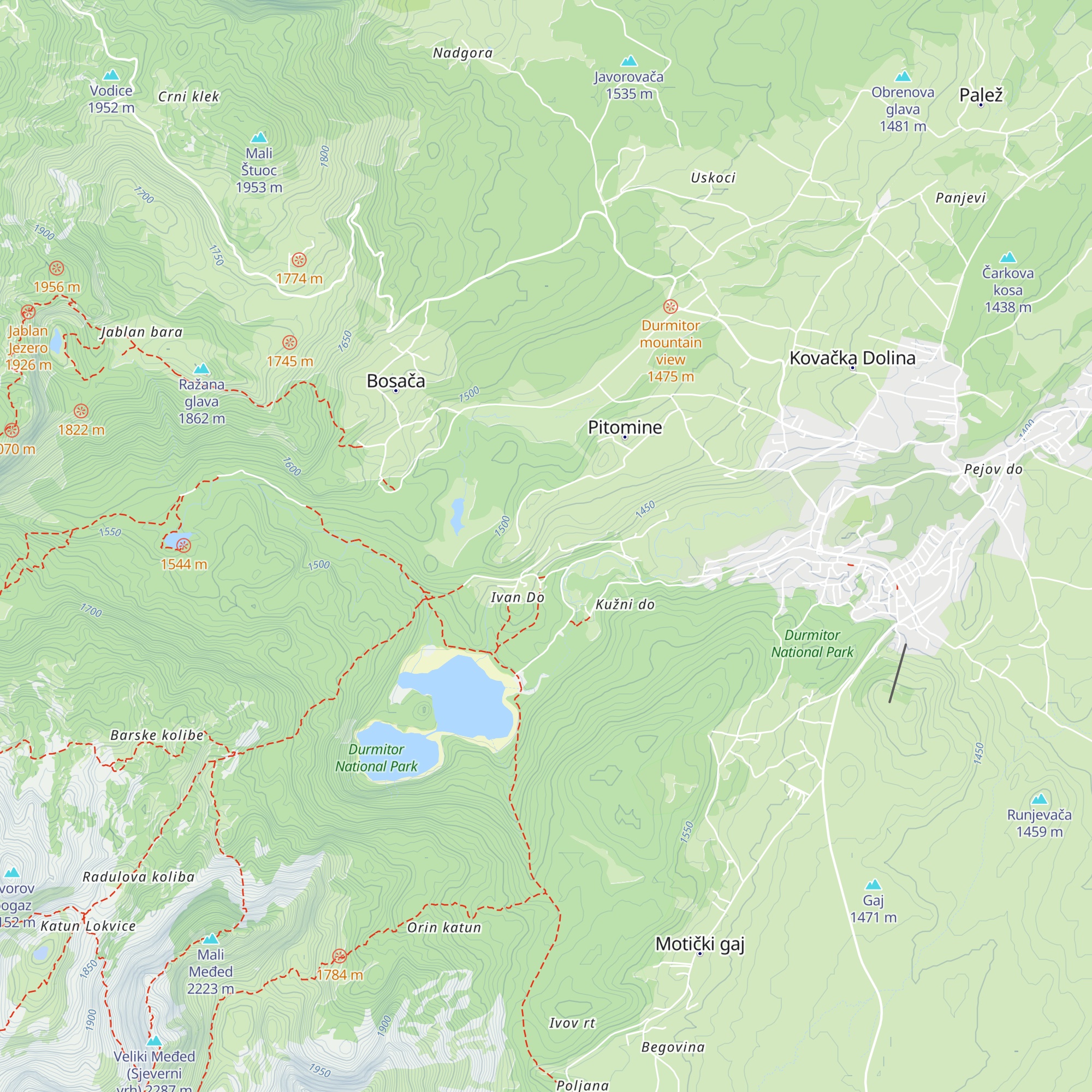 Vista Durmitor map