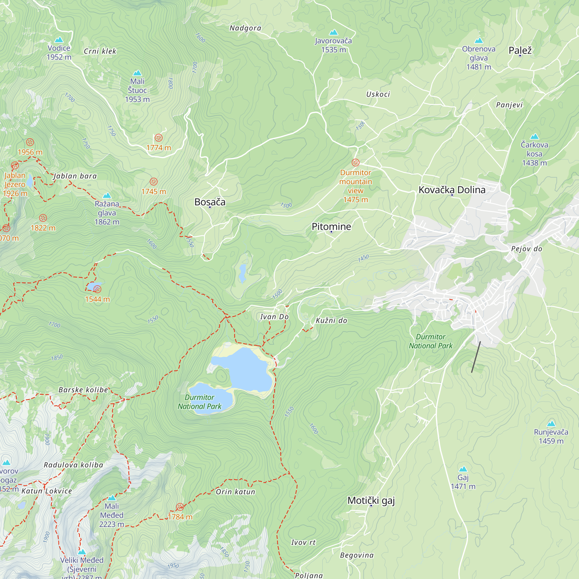 Vista Durmitor map